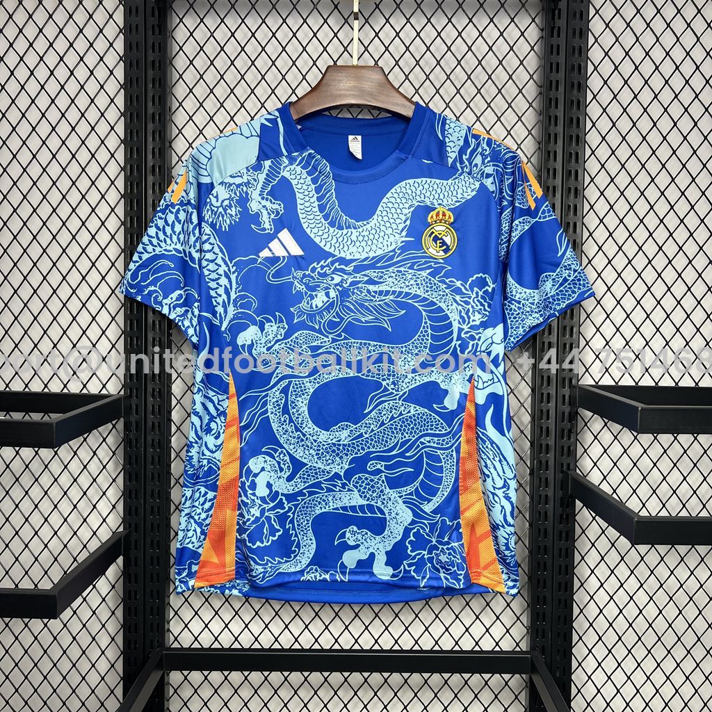 Unitedfootballkit.com | Real Madrid 24-25 Blue Dragon Special Edition Jersey - Fans Version -Customize Name, Number and Patch | Worldwide Shipping
