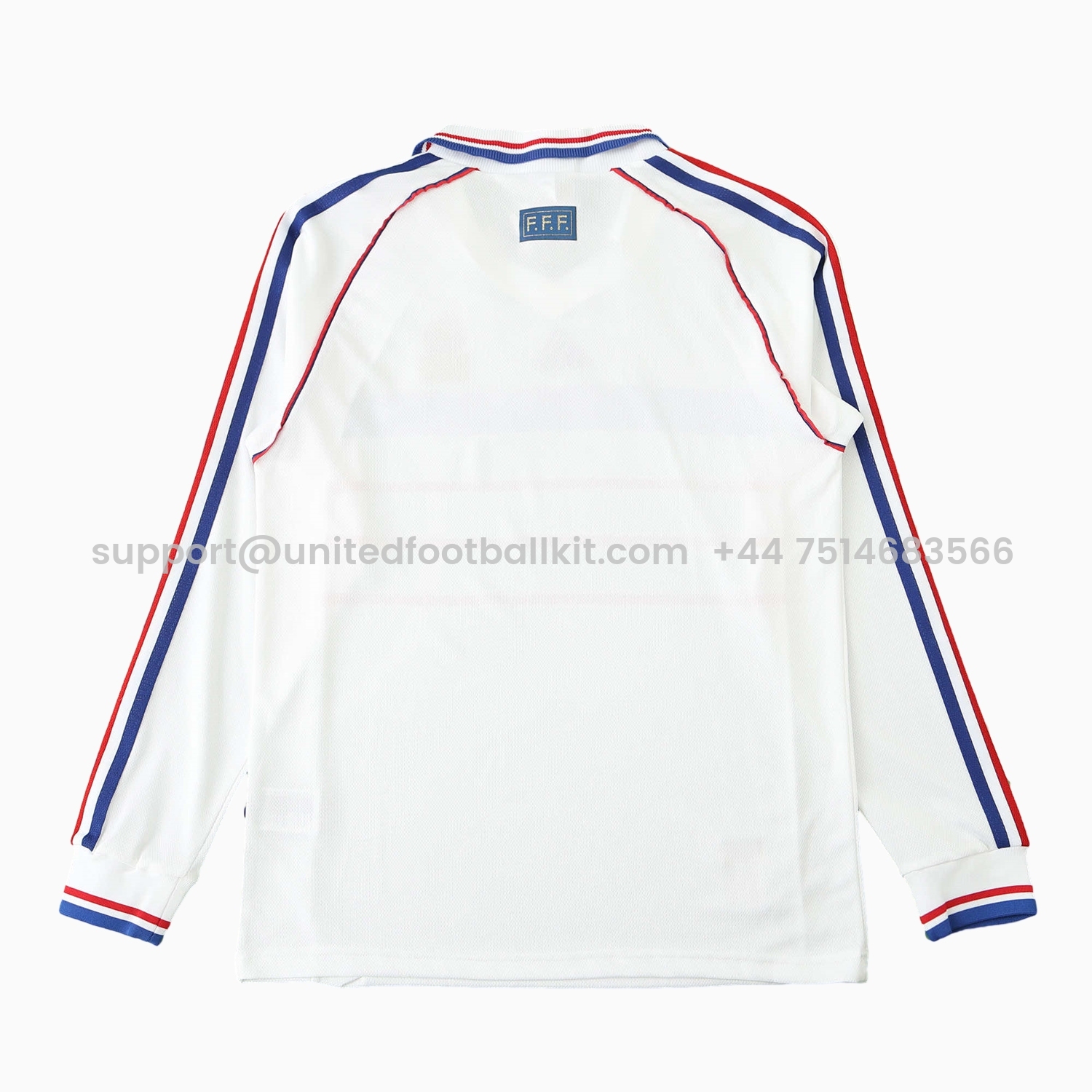 Unitedfootballkit.com | Retro France 1998 Away Long Sleeves Jersey (with 1998 World Cup mark on right chest) -Customize Name, Number and Patch | Worldwide Shipping