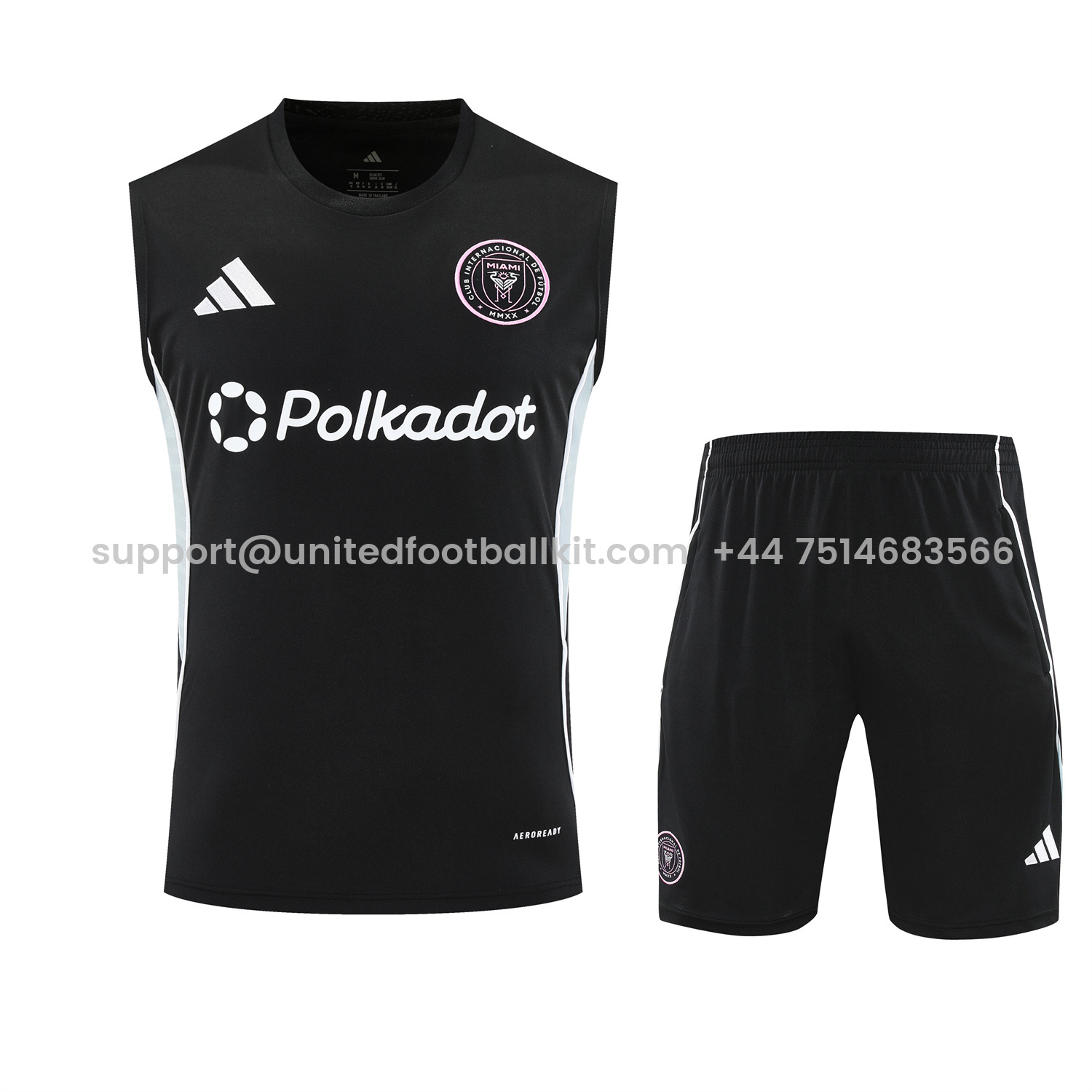 Unitedfootballkit.com | INT M.A.M 25-26 Vest Training Set - Black And Light Grey Vest & Black Shorts -Customize Name, Number and Patch | Worldwide Shipping