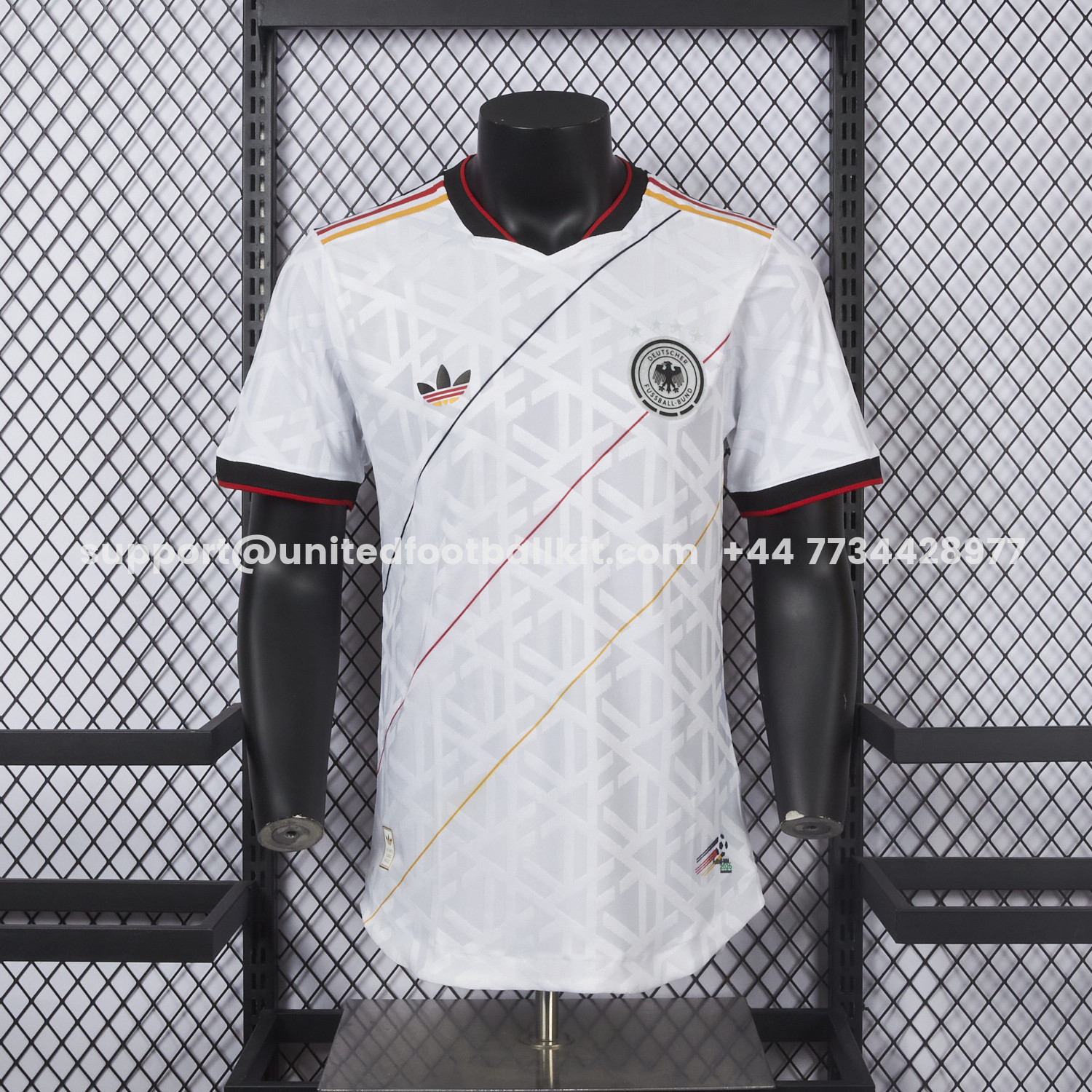 Unitedfootballkit.com | Germany 2026 Diagonal Stripes White Special Jersey - Player Version -Customize Name, Number and Patch | Worldwide Shipping