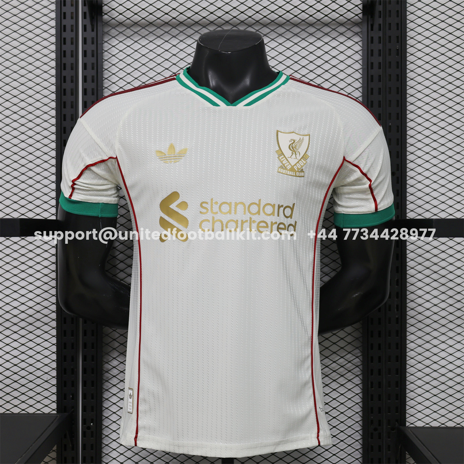 Unitedfootballkit.com | Liver.pool 25-26 Gold Lines Retro Casual Style White Jersey - Player Version -Customize Name, Number and Patch | Worldwide Shipping