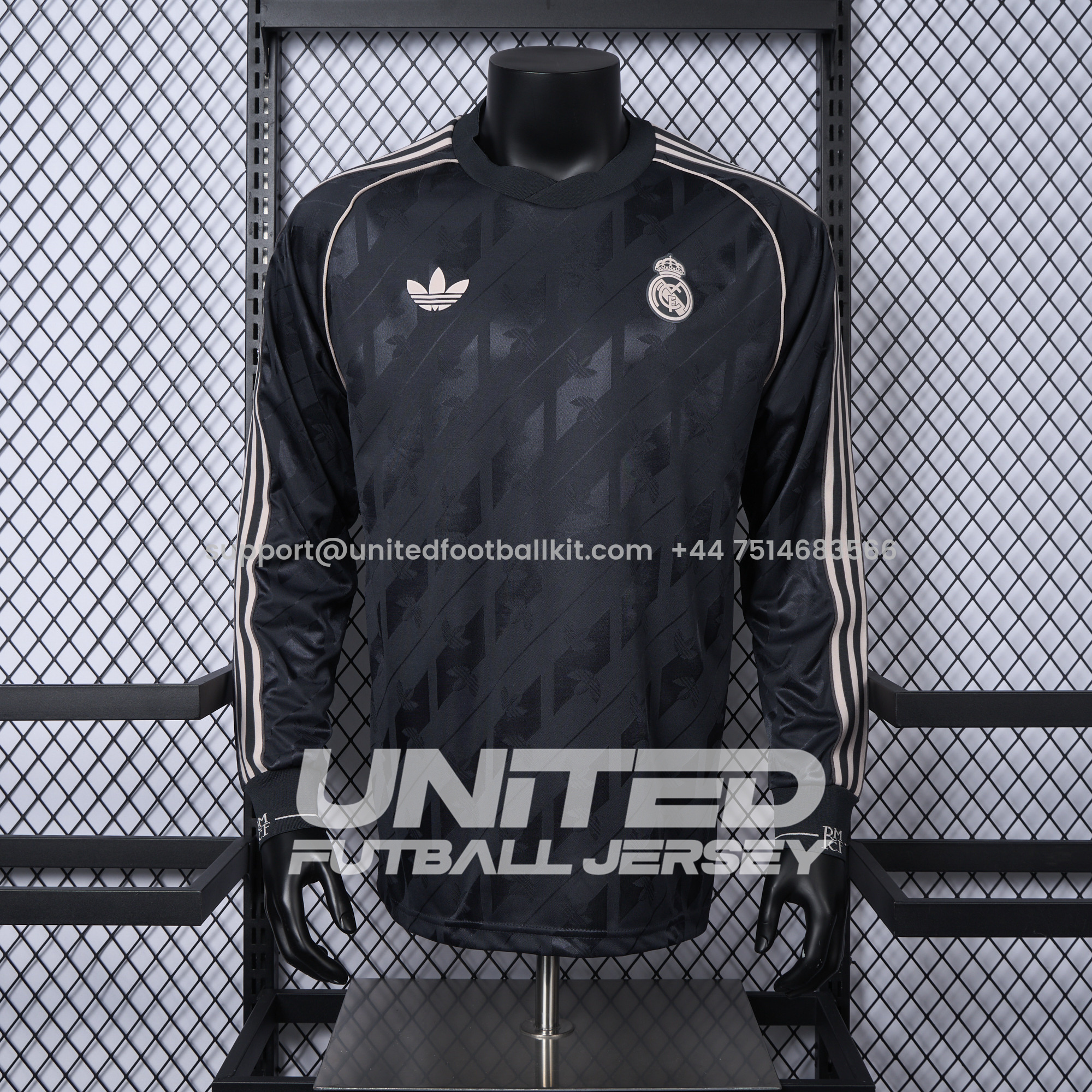 Unitedfootballkit.com | Real Madrid 24-25 Originals LFSTLR Long Sleeve Charcoal Jersey - Player Version -Customize Name, Number and Patch | Worldwide Shipping