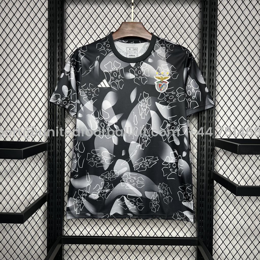 Unitedfootballkit.com | Benfica 24-25 Black Pre-match Training Jersey - Fans Version -Customize Name, Number and Patch | Worldwide Shipping