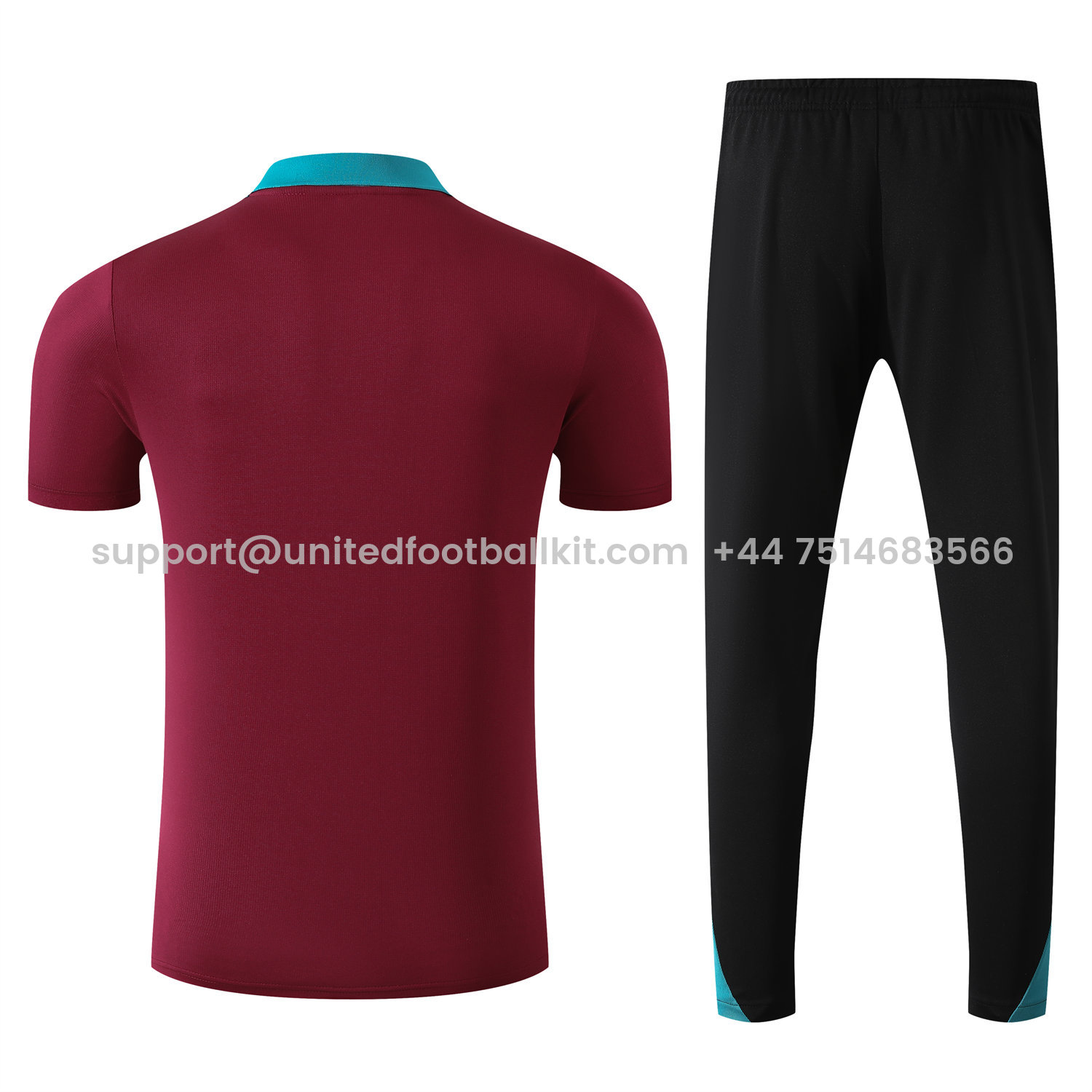 Unitedfootballkit.com | Paris Saint-Germain PSG 25-26 POLO Short-Sleeve Training Set - Deep Red Top and Black Pants -Customize Name, Number and Patch | Worldwide Shipping