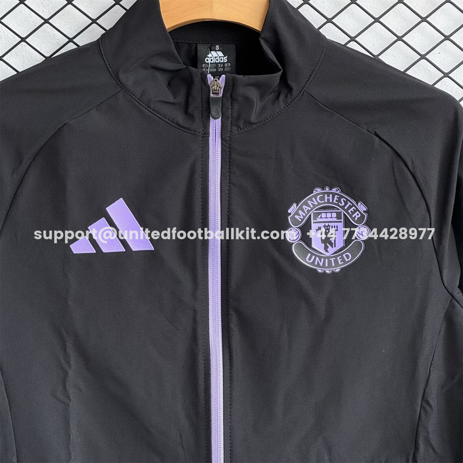 Unitedfootballkit.com | Manchester United 25-26 Windbreaker Training Set - Purple Black Top and Pants -Customize Name, Number and Patch | Worldwide Shipping