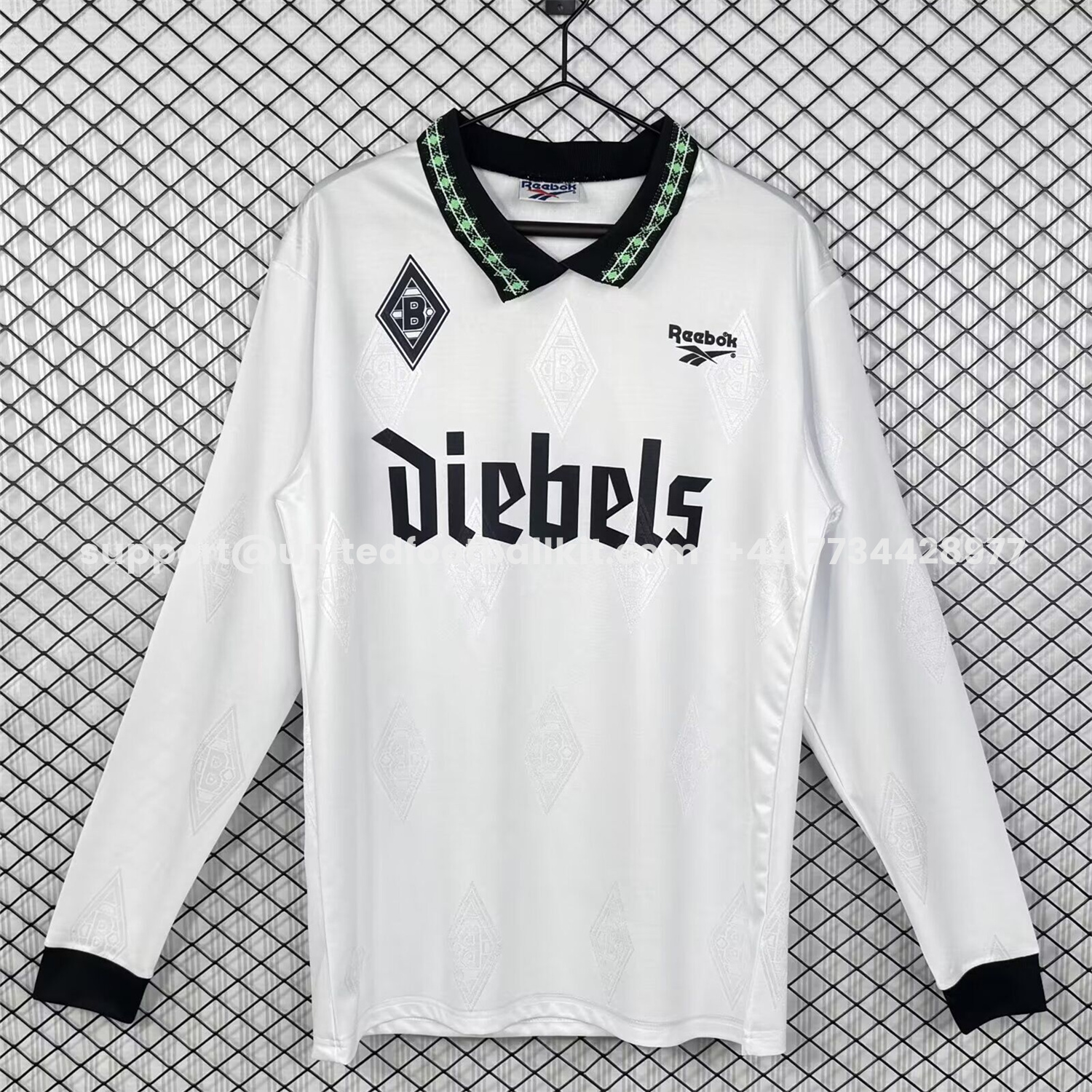 Unitedfootballkit.com | Retro Borussia Mönchengladbach 1995-96 Home Long Sleeves Jersey -Customize Name, Number and Patch | Worldwide Shipping
