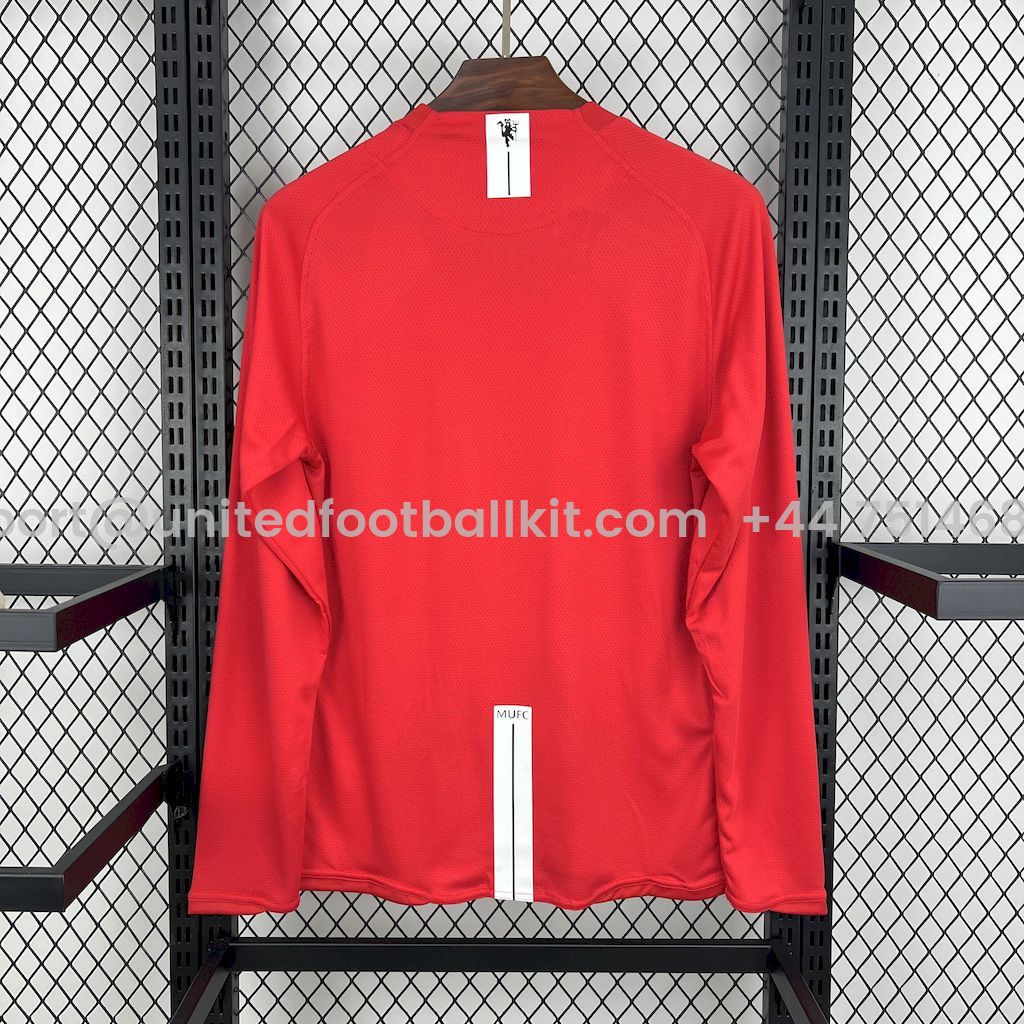Unitedfootballkit.com | Retro Manchester United 07-08 Champions League Final Home Long Sleeve Jersey -Customize Name, Number and Patch | Worldwide Shipping
