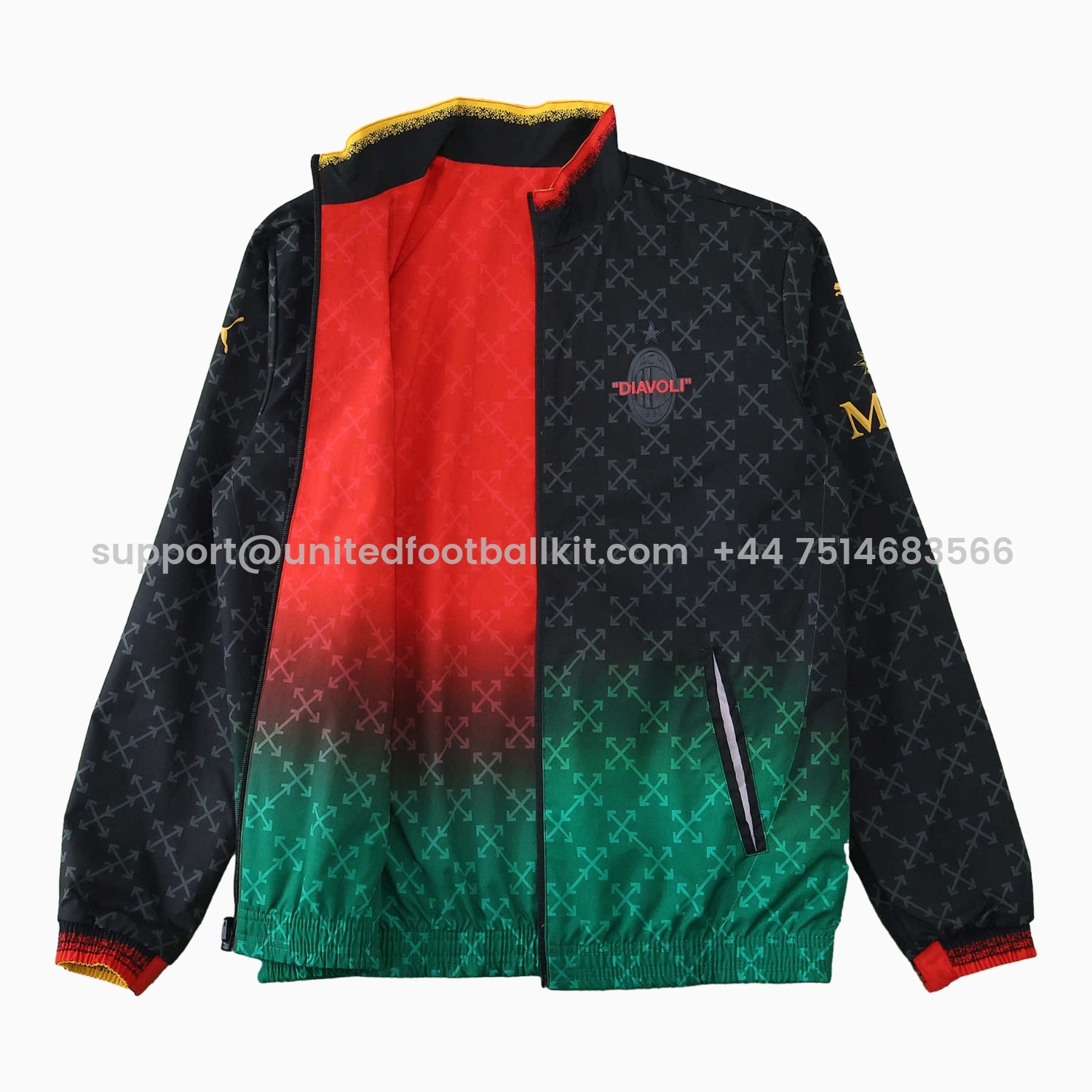 Unitedfootballkit.com | AC Milan 24-25 Fourth “Diavoli” Special Edition Double Sided Reversible Windbreaker - Black & Red -Customize Name, Number and Patch | Worldwide Shipping