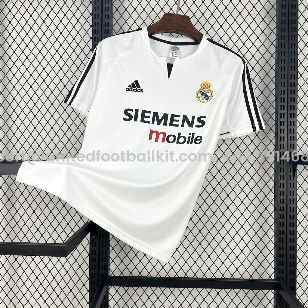 Unitedfootballkit.com | Retro Real Madrid 2003-04 Home Jersey -Customize Name, Number and Patch | Worldwide Shipping