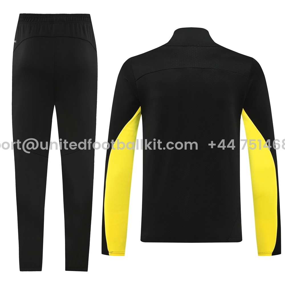 Unitedfootballkit.com | Dortmund 24-25 Jacket Training Tracksuit - Black and Yellow -Customize Name, Number and Patch | Worldwide Shipping