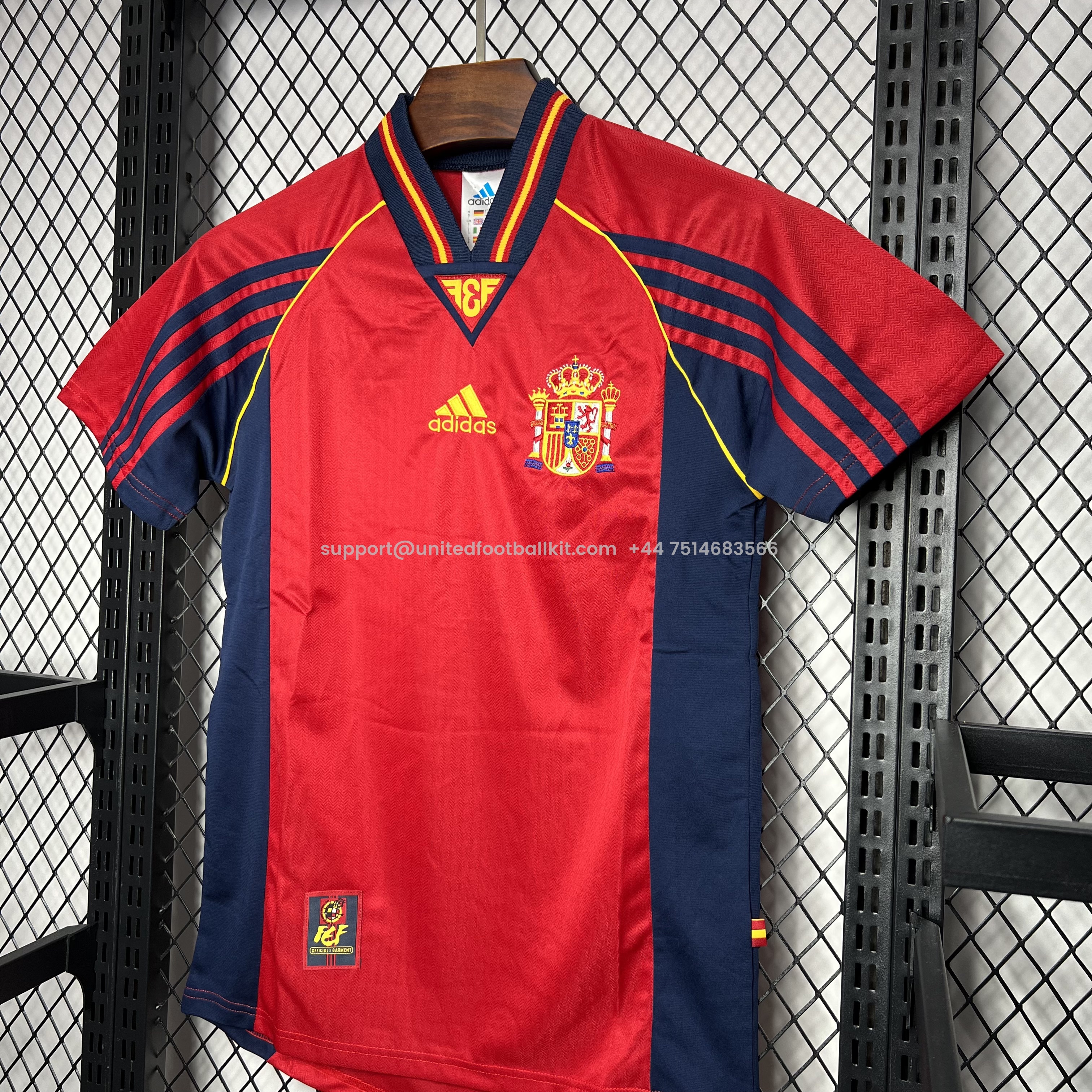 Unitedfootballkit.com | Retro Spain 1998 Home Stadium Jersey -Customize Name, Number and Patch | Worldwide Shipping