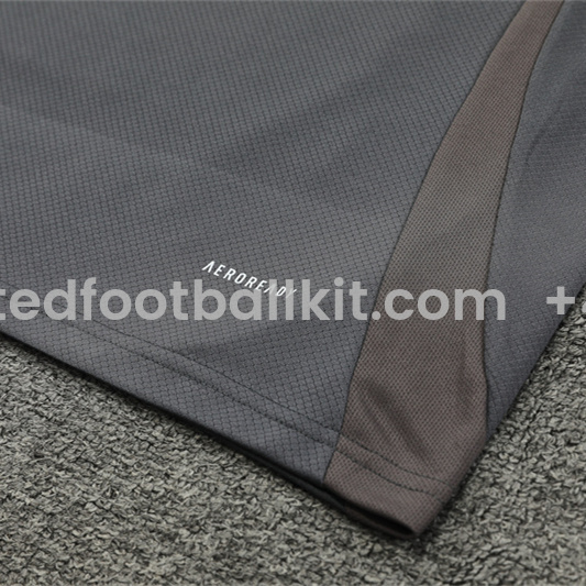 Unitedfootballkit.com | Real Madrid 24-25 Kids Short-Sleeve Training Set - Deep Grey -Customize Name, Number and Patch | Worldwide Shipping