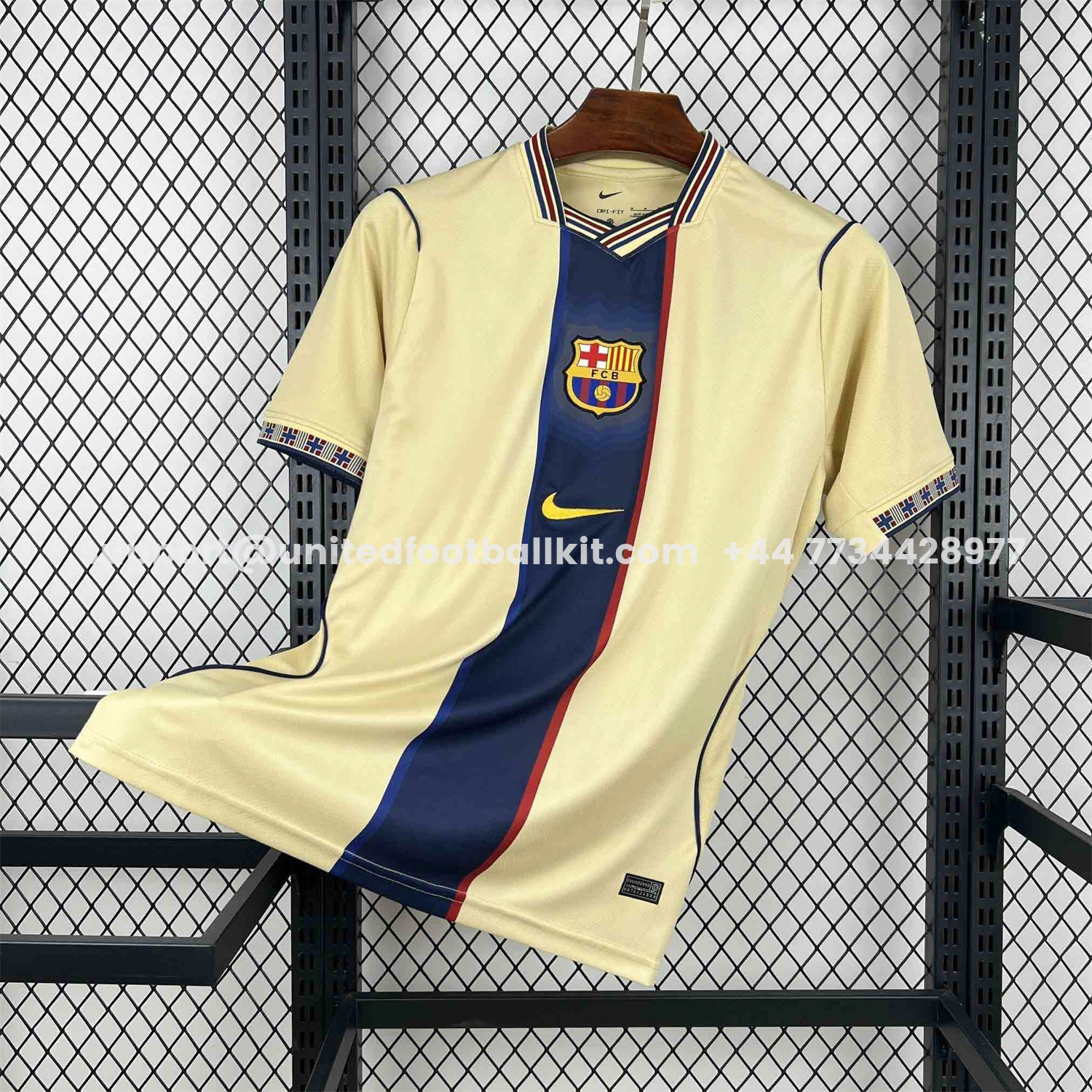 Unitedfootballkit.com | Barcelona 26-27 Blue Vertical Stripes Yellow Jersey - Fans Version -Customize Name, Number and Patch | Worldwide Shipping