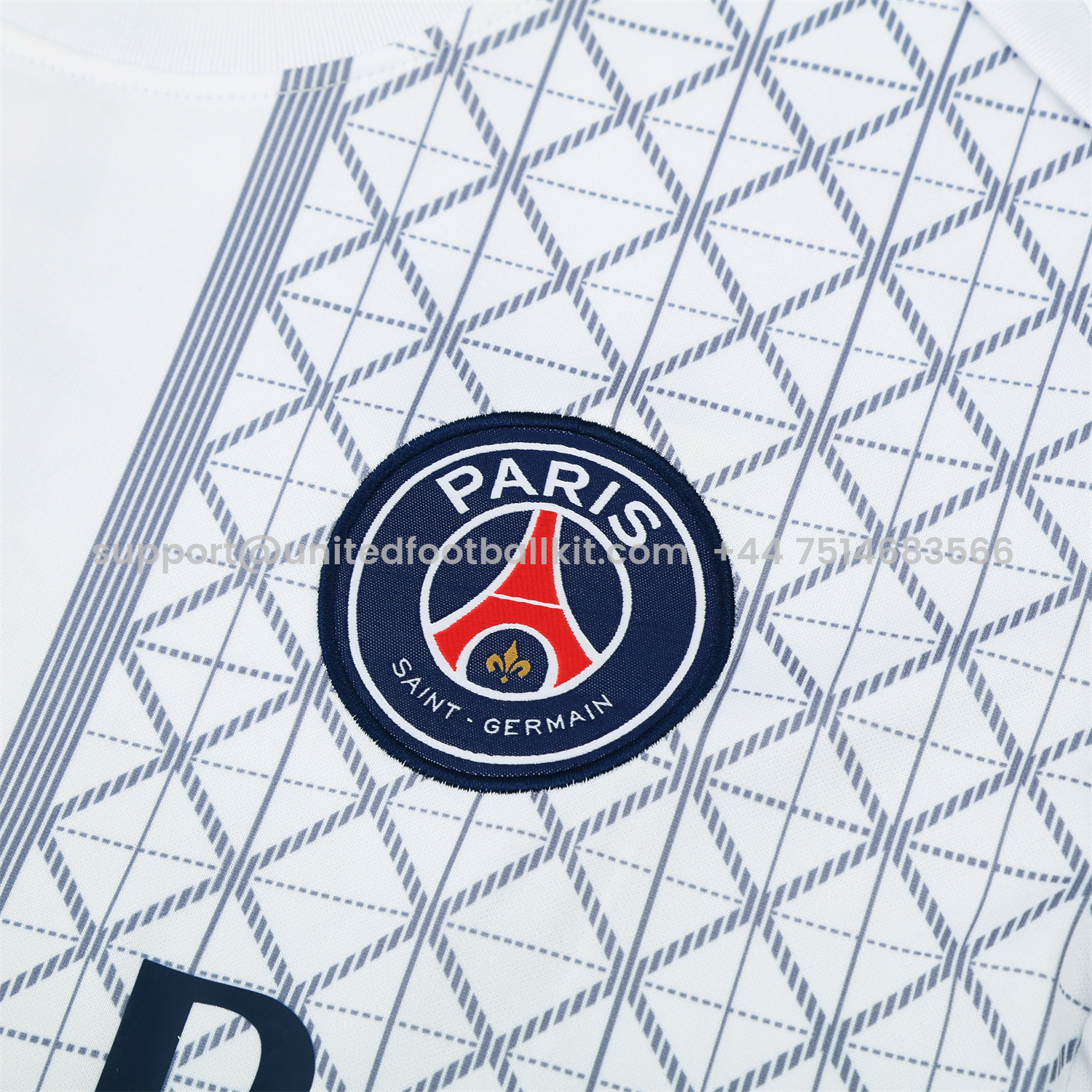 Unitedfootballkit.com | Paris Saint-Germain PSG 25-26 Short-Sleeve Training Set - White Top & Deep Blue Shorts -Customize Name, Number and Patch | Worldwide Shipping