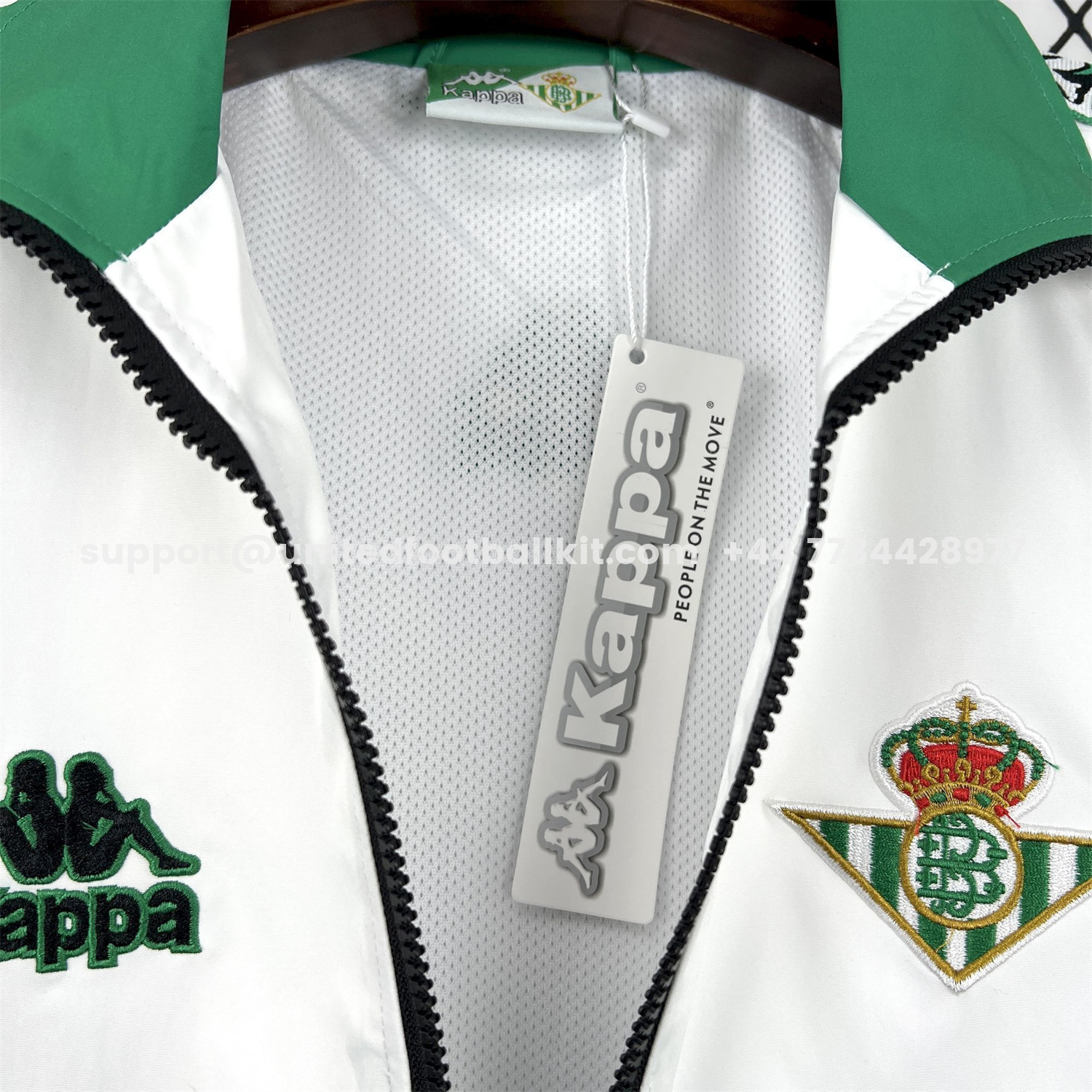 Unitedfootballkit.com | Retro Real Betis 1995-96 Black And White Windbreaker -Customize Name, Number and Patch | Worldwide Shipping