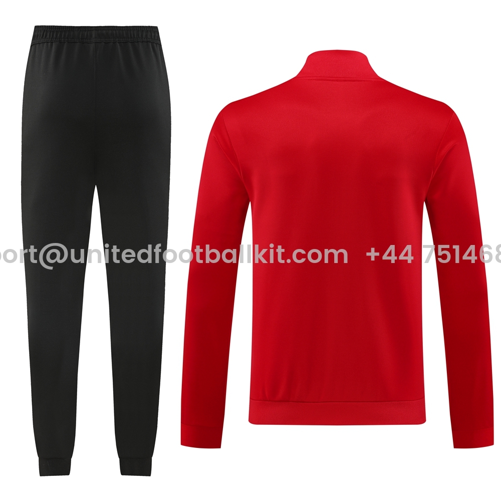 Unitedfootballkit.com | Manchester United 24-25 Jacket Training Tracksuit - Red Top and Black Pants -Customize Name, Number and Patch | Worldwide Shipping