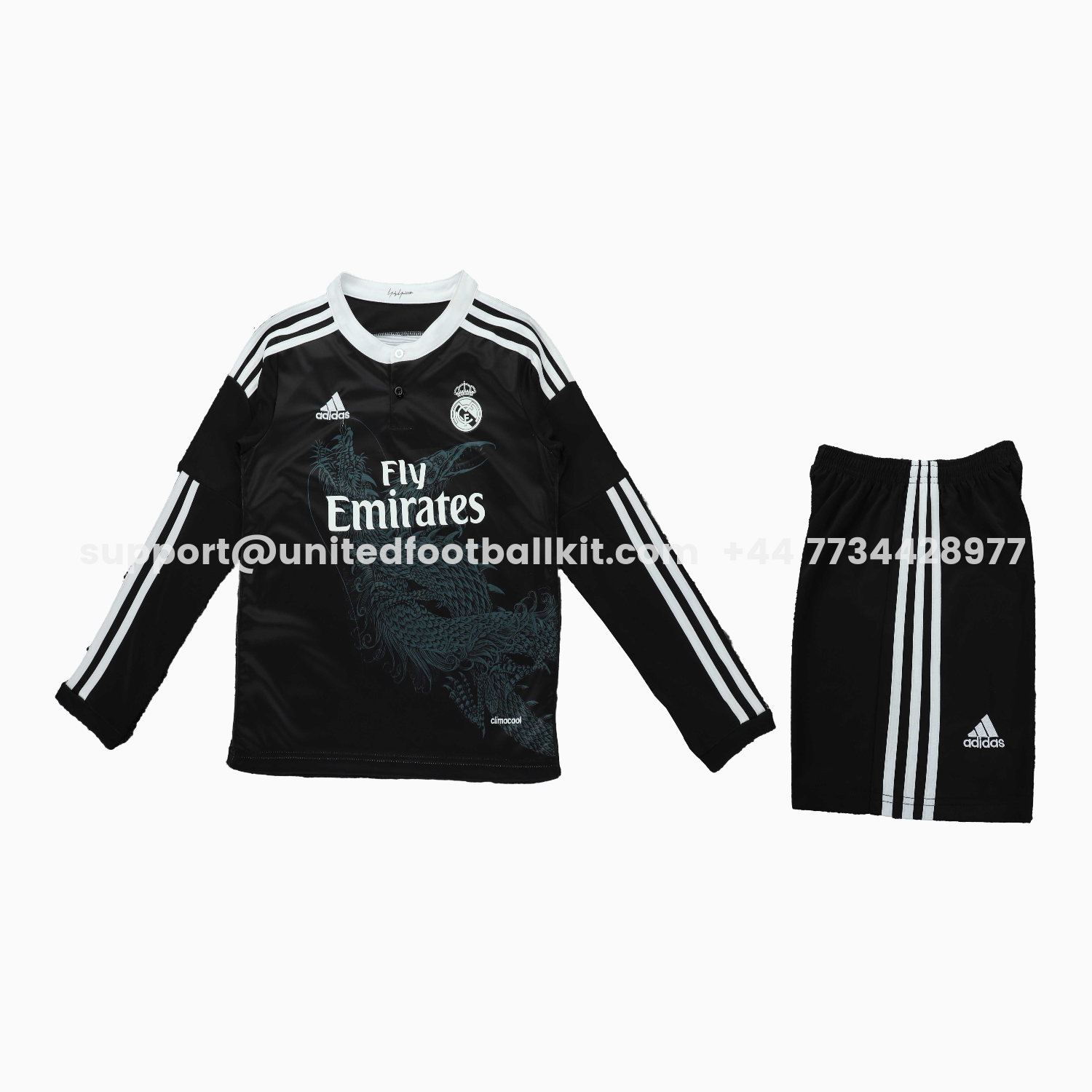 Unitedfootballkit.com | Retro Real Madrid 2014-15 Third Long Sleeves Kids Kit -Customize Name, Number and Patch | Worldwide Shipping