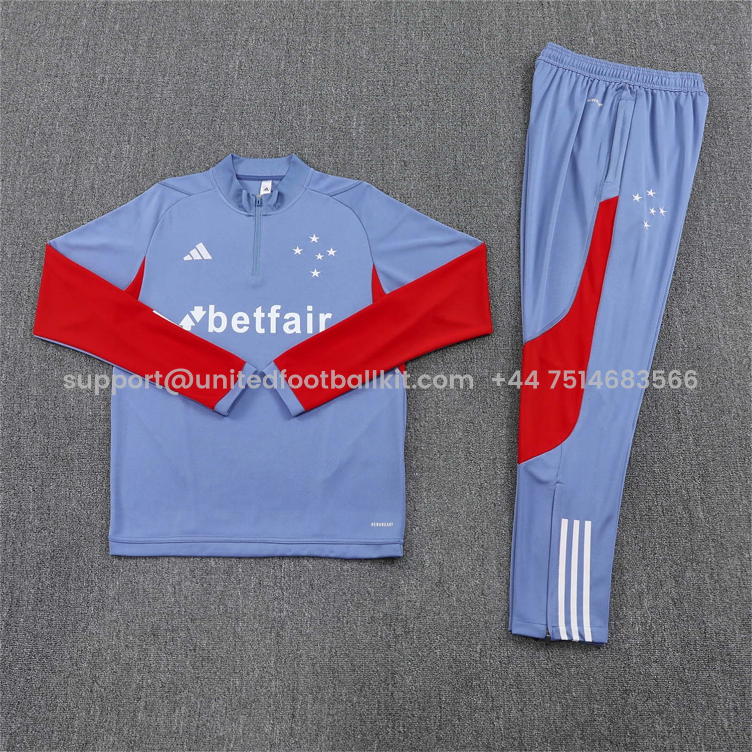 Unitedfootballkit.com | Cruzeiro 25-26 Long Sleeve Training Set - Blue Grey -Customize Name, Number and Patch | Worldwide Shipping