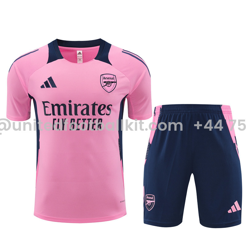 Unitedfootballkit.com | Arsenal 24-25 Short-Sleeve Training Set - Pink -Customize Name, Number and Patch | Worldwide Shipping