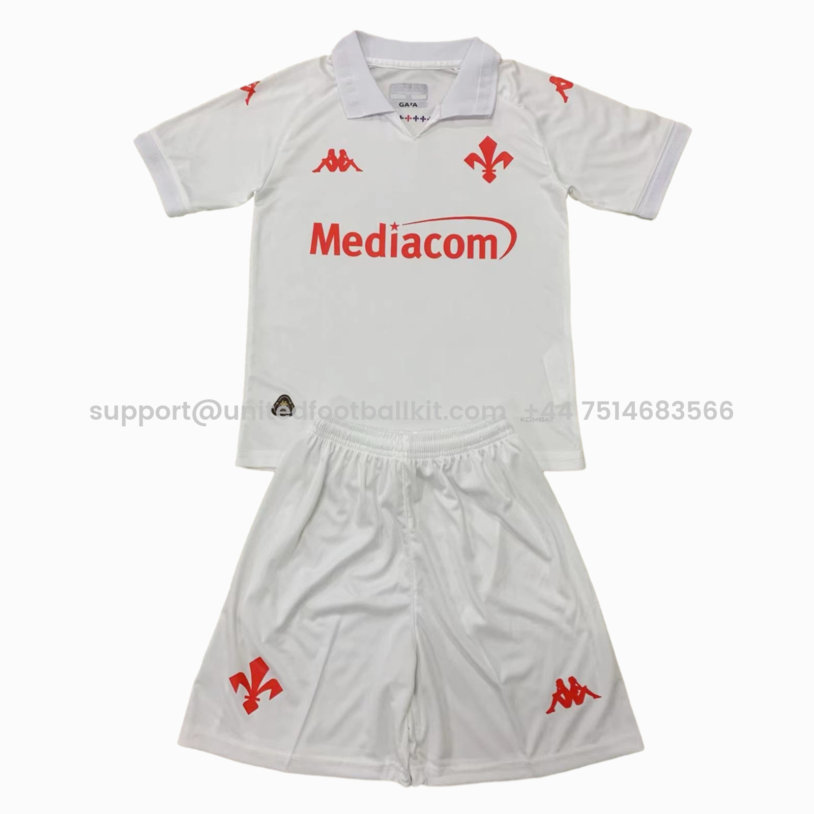 Unitedfootballkit.com | Fiorentina 24-25 Away Kids Kit -Customize Name, Number and Patch | Worldwide Shipping