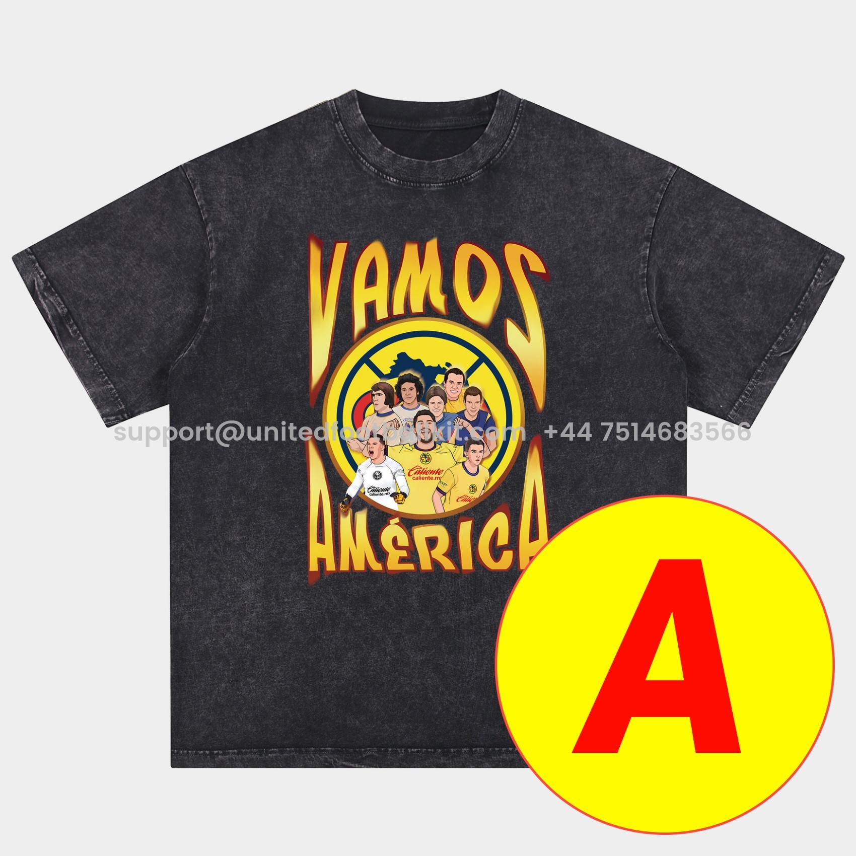 Unitedfootballkit.com | Club América Triple Championship Oversized Washed T-Shirt -Customize Name, Number and Patch | Worldwide Shipping