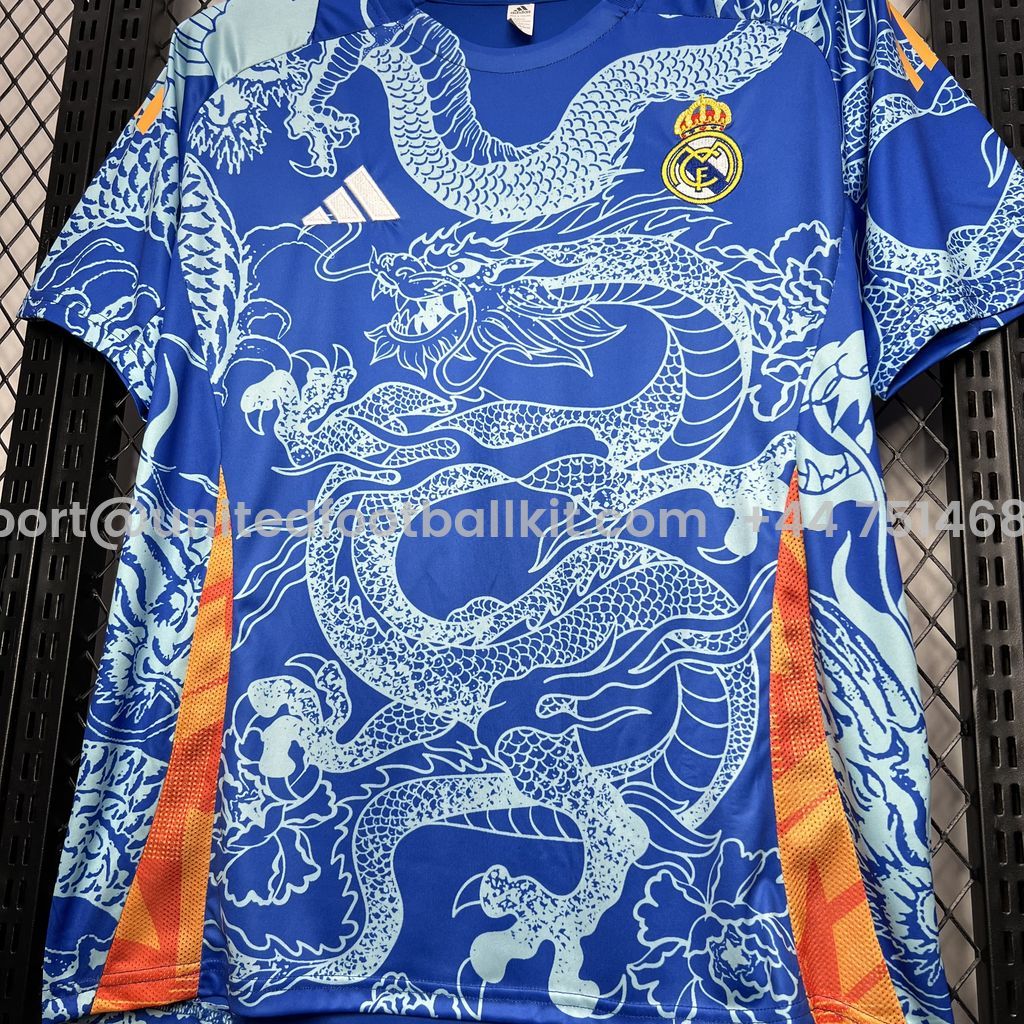 Unitedfootballkit.com | Real Madrid 24-25 Blue Dragon Special Edition Jersey - Fans Version -Customize Name, Number and Patch | Worldwide Shipping