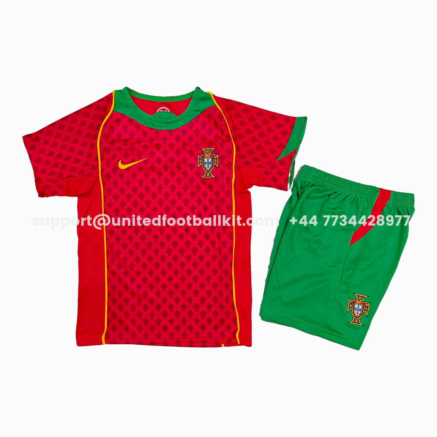 Unitedfootballkit.com | Retro Portugal 2004 Home Kids Kit -Customize Name, Number and Patch | Worldwide Shipping