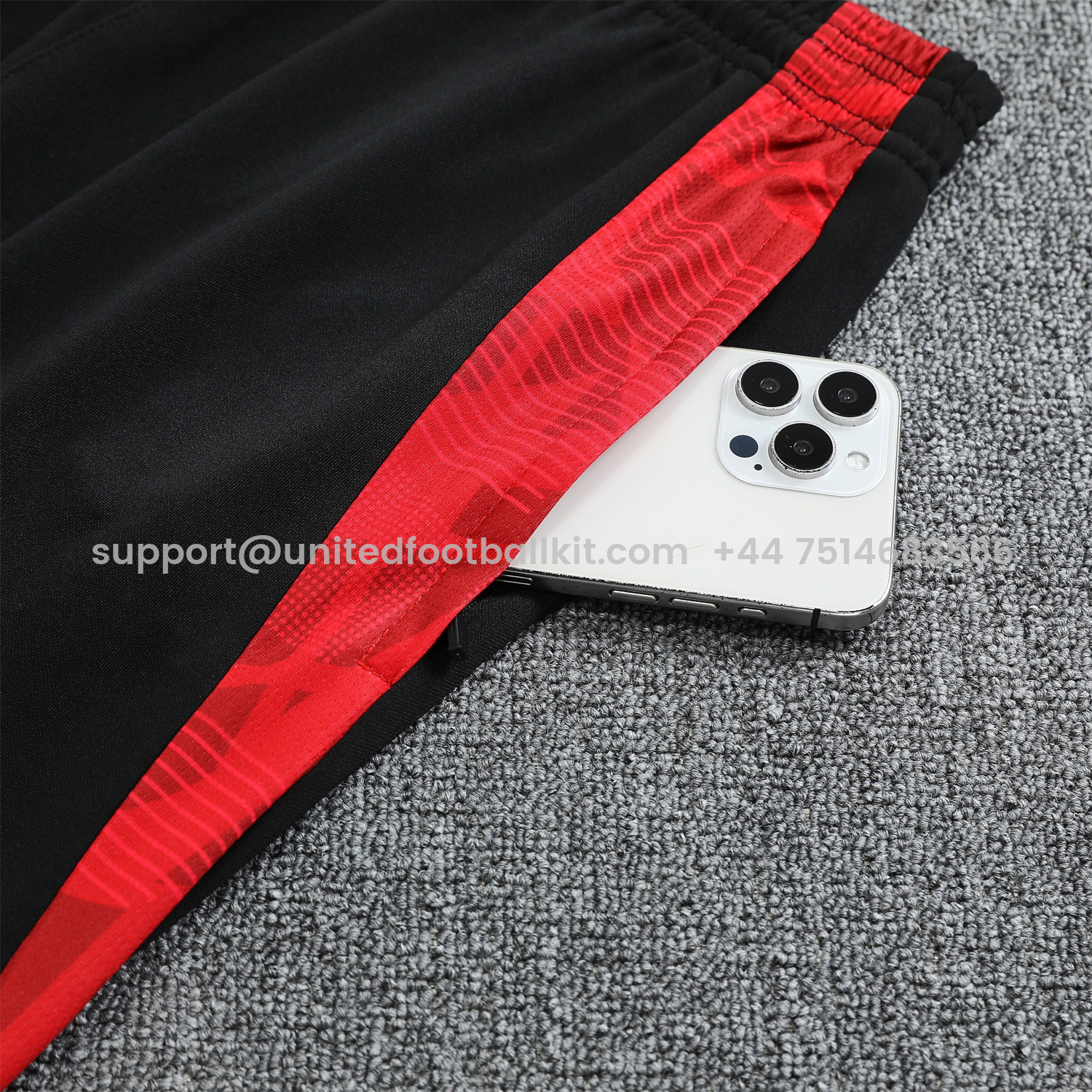 Unitedfootballkit.com | Manchester United 24-25 Pre-Match Home Traning Hoodie Set - Red Top and Black Pants -Customize Name, Number and Patch | Worldwide Shipping