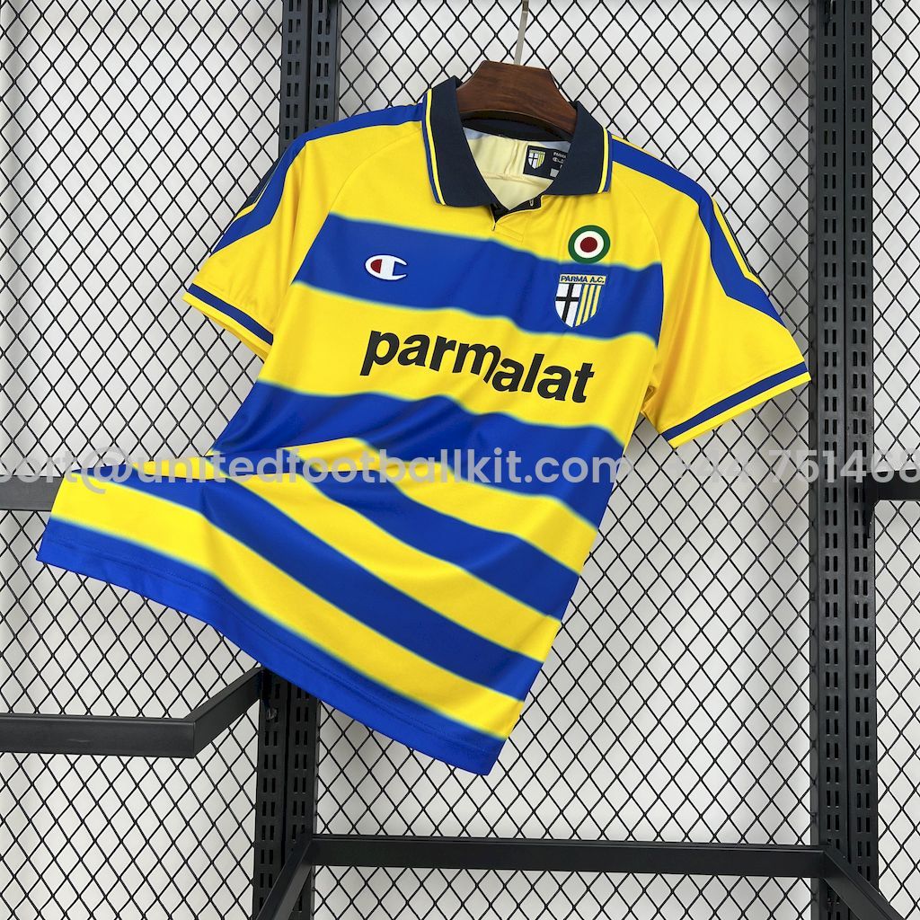 Unitedfootballkit.com | Retro Parma 1999-00 Home Jersey - Fans Version -Customize Name, Number and Patch | Worldwide Shipping