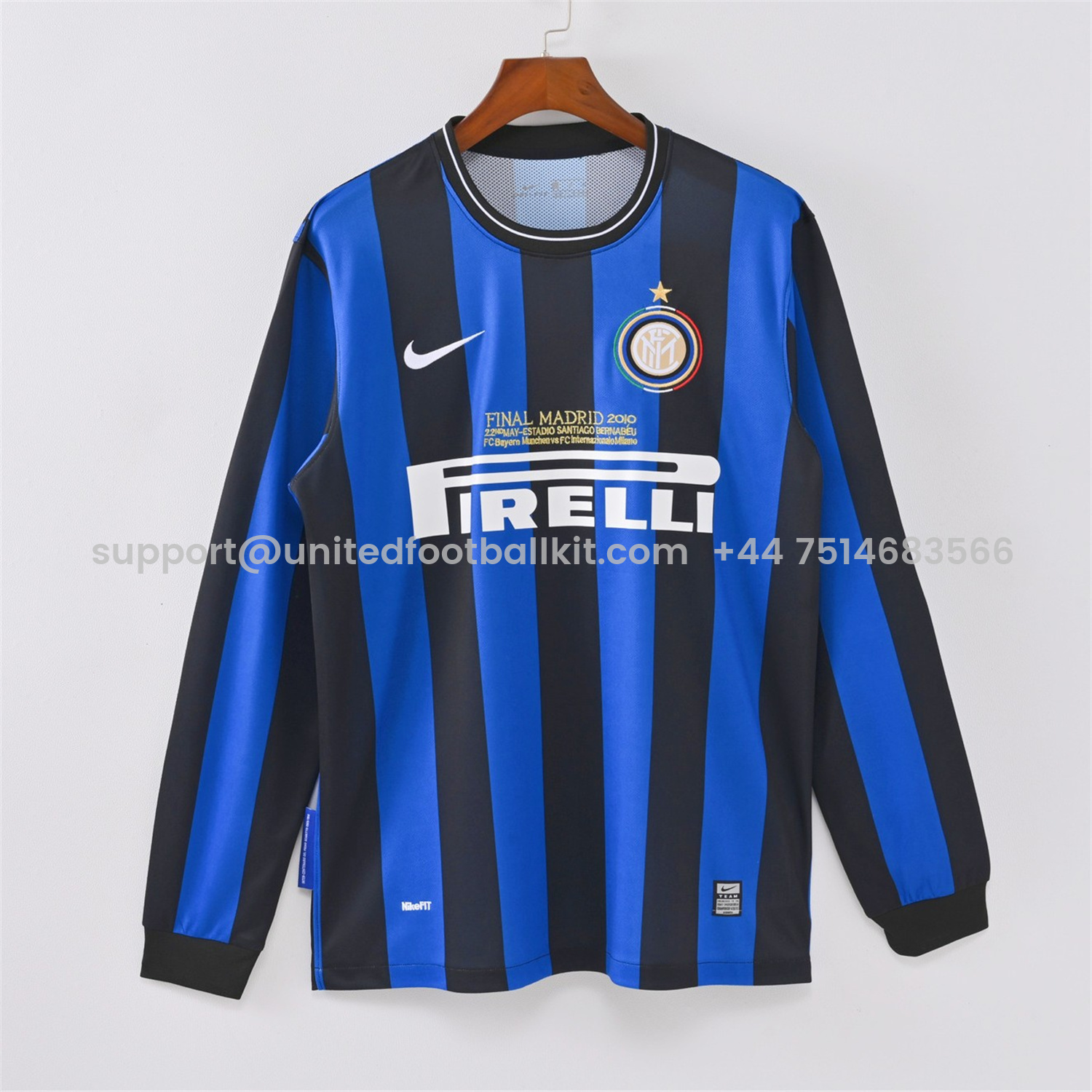 Unitedfootballkit.com | Retro Inter Milan 09-10 Home Long Sleeves Jersey - Champions League Final -Customize Name, Number and Patch | Worldwide Shipping