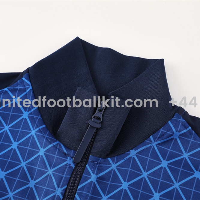 Unitedfootballkit.com | Paris Saint-Germain PSG 24-25 Jacket Training Tracksuit - Blue Plaid -Customize Name, Number and Patch | Worldwide Shipping