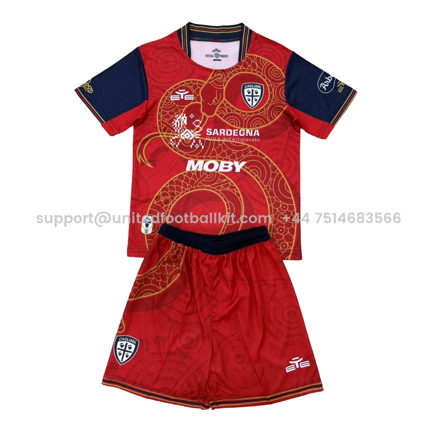Unitedfootballkit.com | Cagliari Calcio 24-25 Year of the Snake Special Men's Adult Jersey Set - Fans Version -Customize Name, Number and Patch | Worldwide Shipping