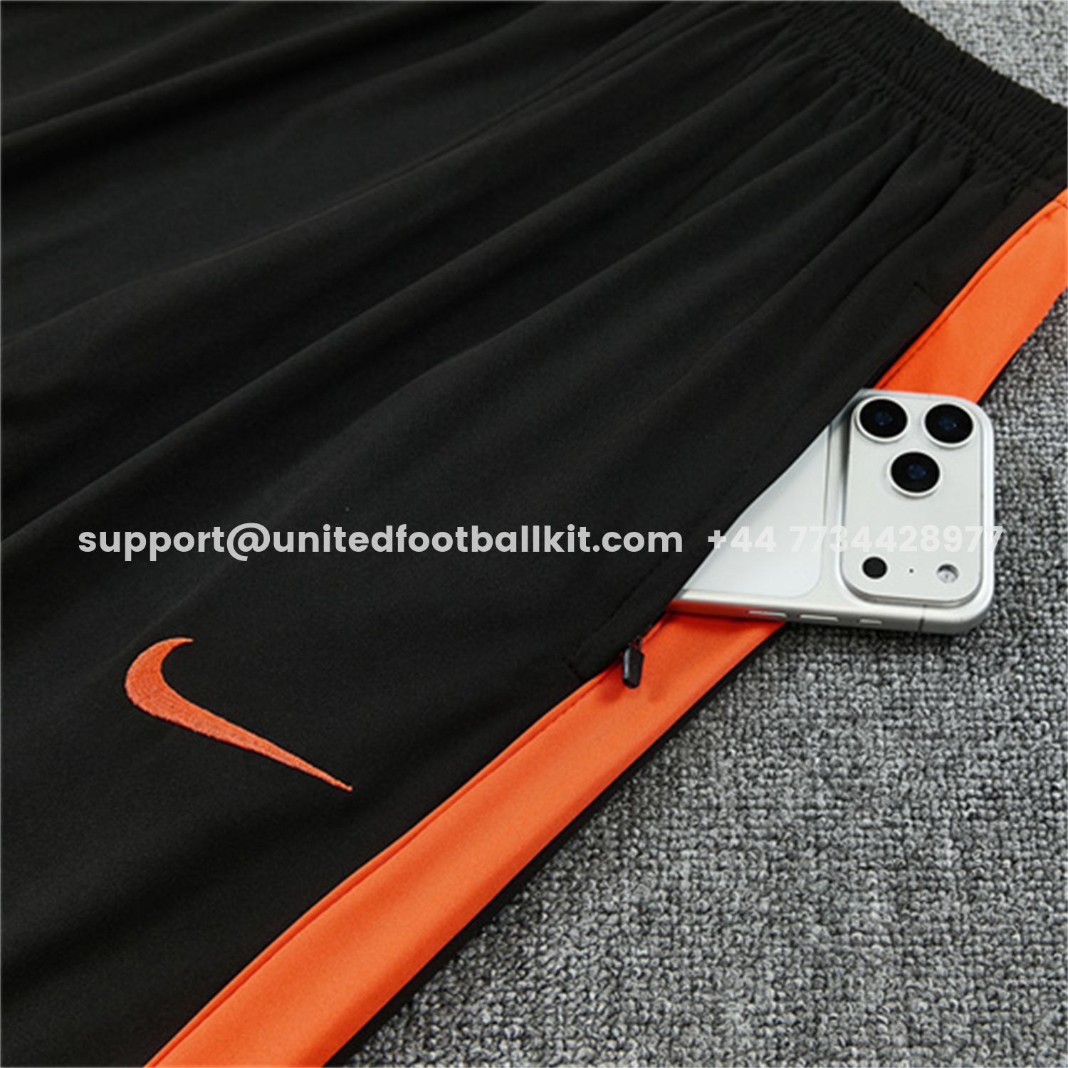 Unitedfootballkit.com | Netherlands 2026 Kids Long Sleeves Training Set - Orange With Black Accents Top & Blue Pants -Customize Name, Number and Patch | Worldwide Shipping