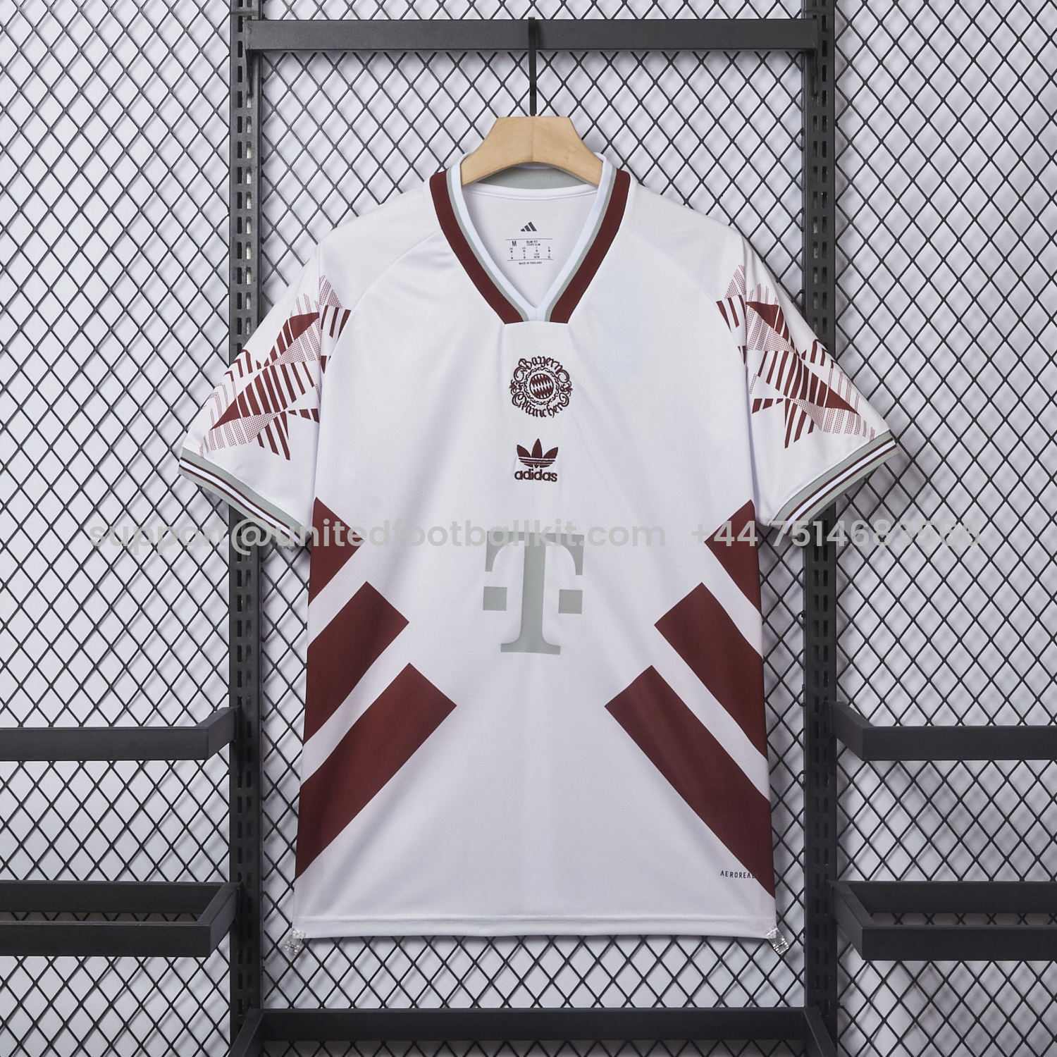 Unitedfootballkit.com | Bayern Munich 25-26 Throwback Trefoil Red Stripe White Special Jersey - Fans Version -Customize Name, Number and Patch | Worldwide Shipping
