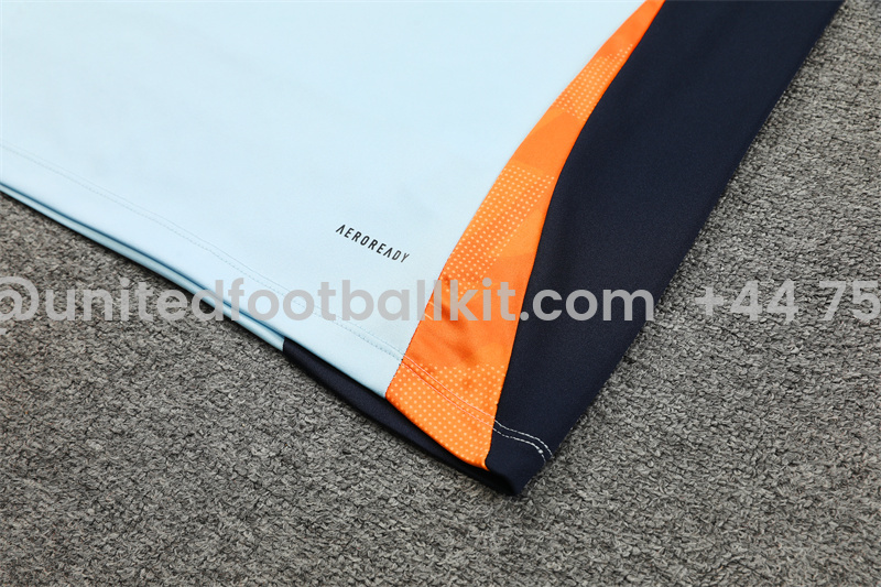 Unitedfootballkit.com | Real Madrid 24-25 Long Sleeve Training Set - Blue & Orange -Customize Name, Number and Patch | Worldwide Shipping