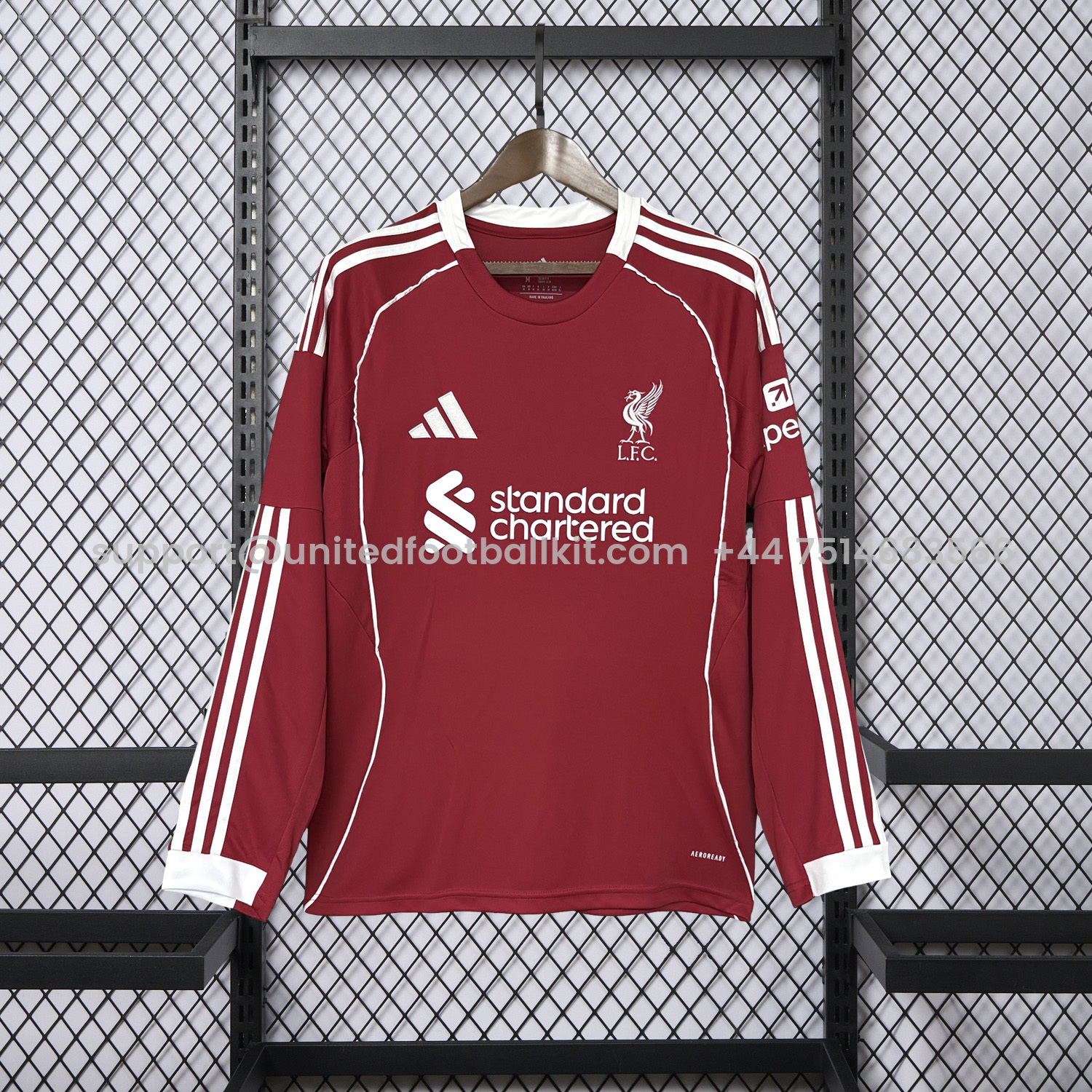 Unitedfootballkit.com | Liver.pool 25-26 Home Long Sleeves Jersey - Fans Version -Customize Name, Number and Patch | Worldwide Shipping