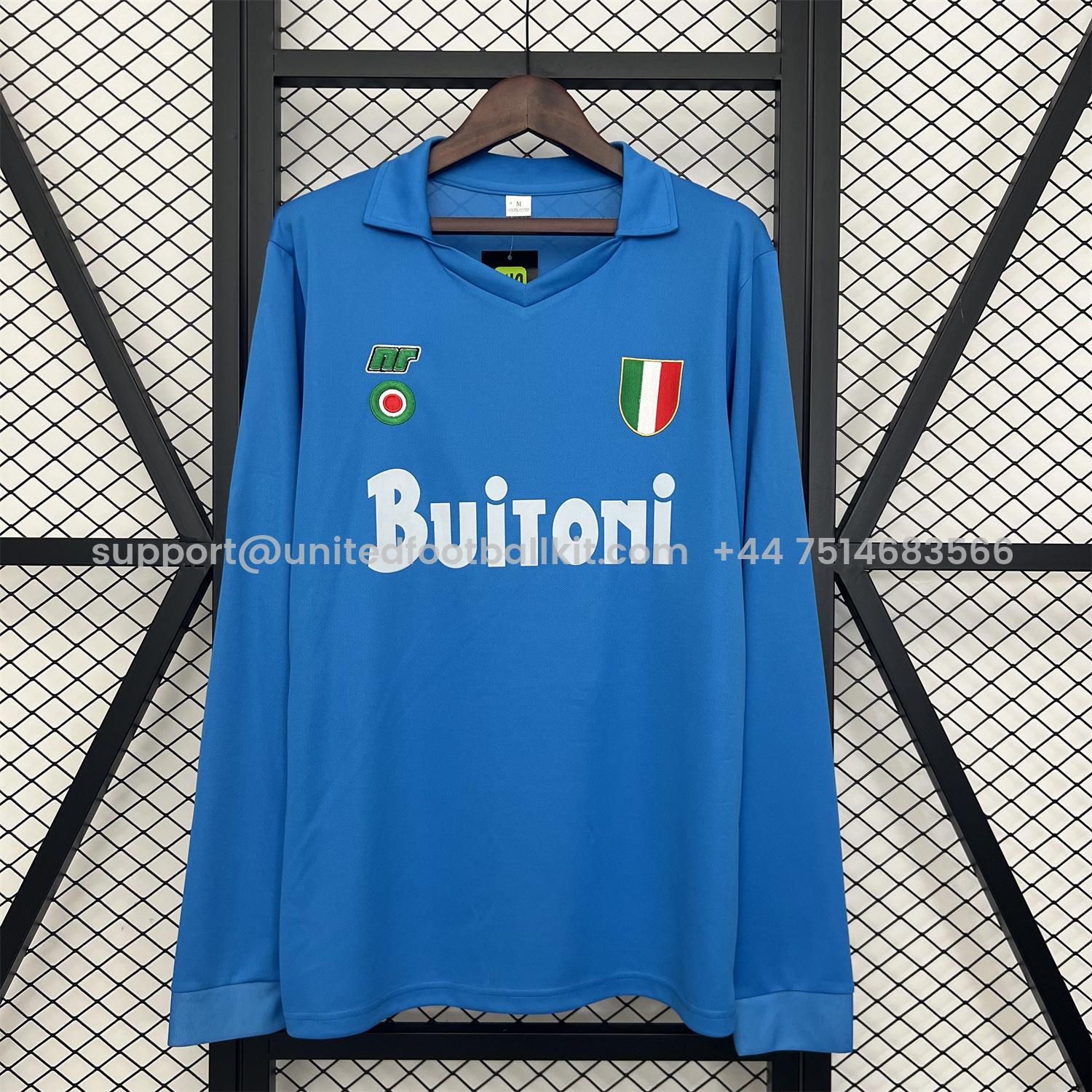 Unitedfootballkit.com | Retro Napoli 1987-88 Home Long Sleeves Jersey -Customize Name, Number and Patch | Worldwide Shipping