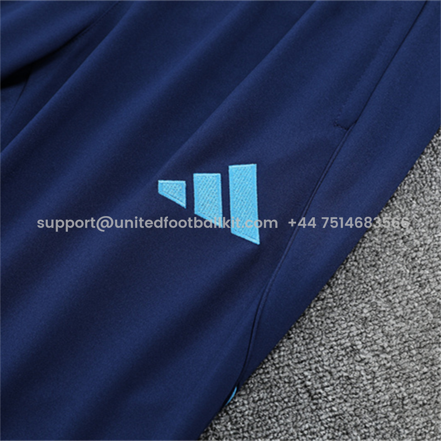 Unitedfootballkit.com | Real Madrid 25-26 Kids Long Sleeves Training Set - Blue-Gray Camouflage Top & Blue Pants -Customize Name, Number and Patch | Worldwide Shipping