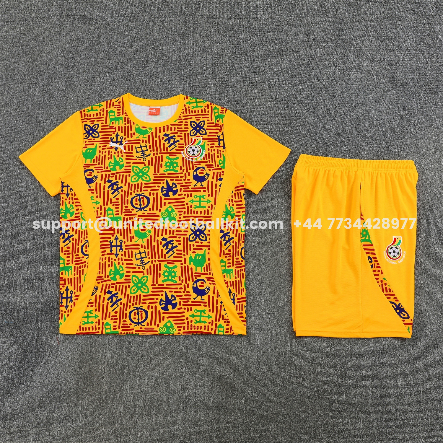 Unitedfootballkit.com | Ghana 2026 Short-Sleeve Training Set - Yellow Top and Shorts -Customize Name, Number and Patch | Worldwide Shipping