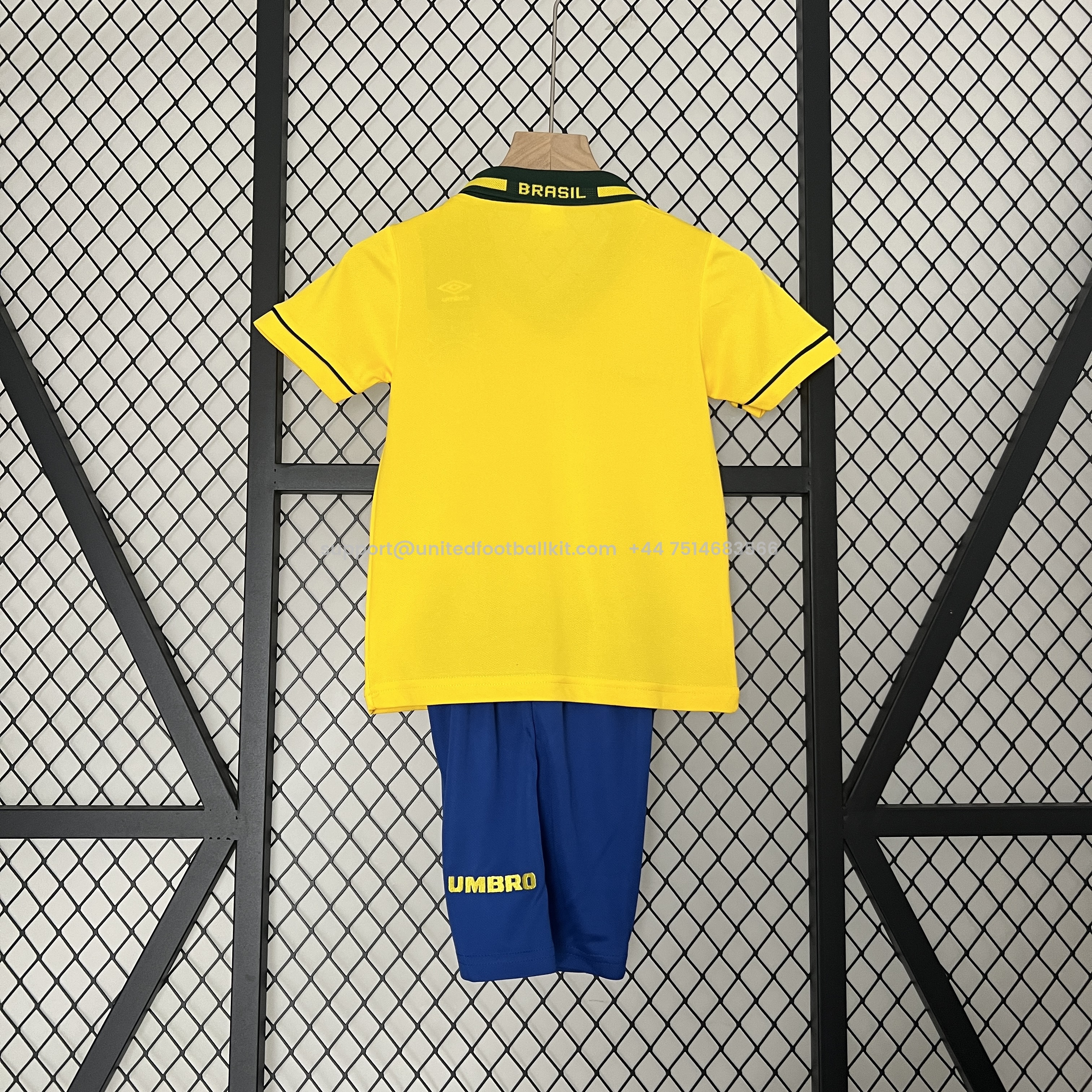 Unitedfootballkit.com | Retro Brazil 1993-94 Home Stadium Kids Kit -Customize Name, Number and Patch | Worldwide Shipping