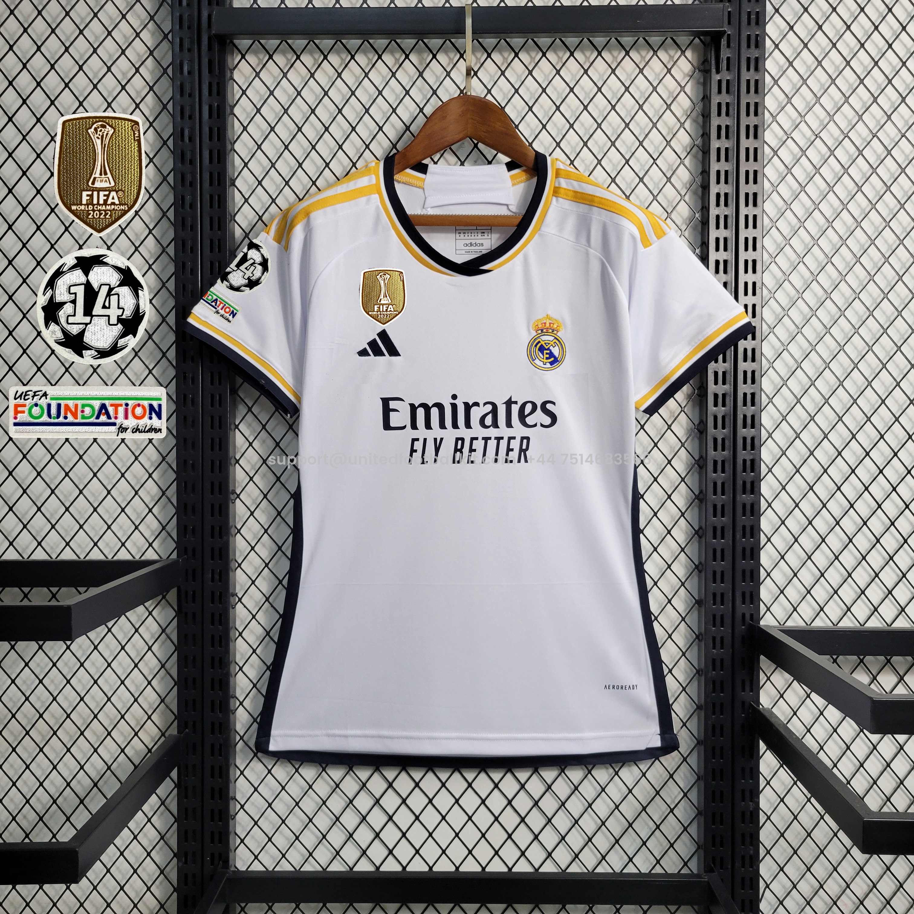 Unitedfootballkit.com | 23-24 Real Madrid Home Jersey - Woman Version -Customize Name, Number and Patch | Worldwide Shipping