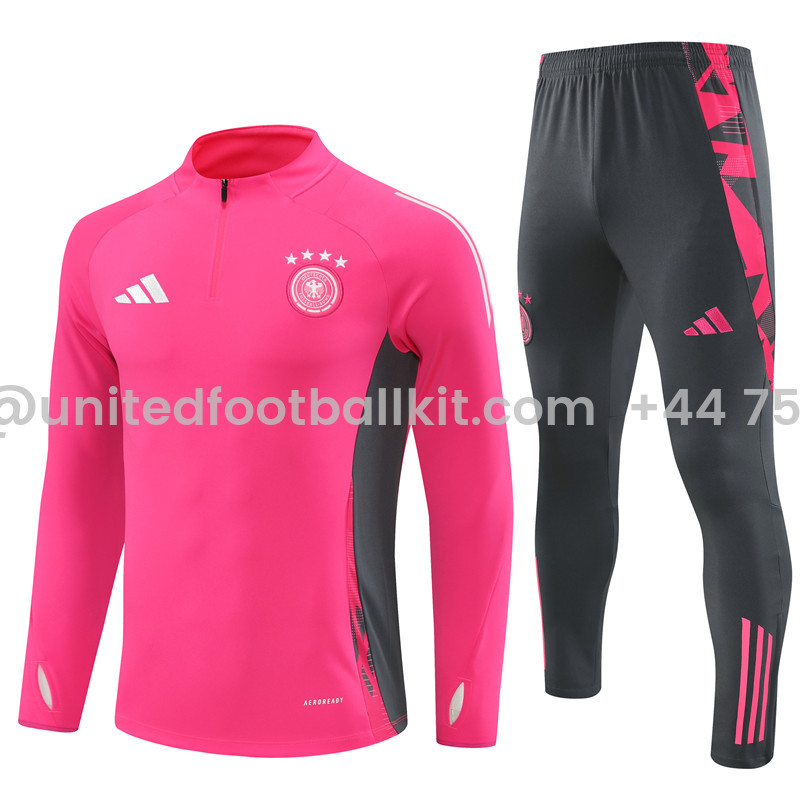 Unitedfootballkit.com | Germany 2024 Long Sleeve Training Set - Pink With Gray -Customize Name, Number and Patch | Worldwide Shipping
