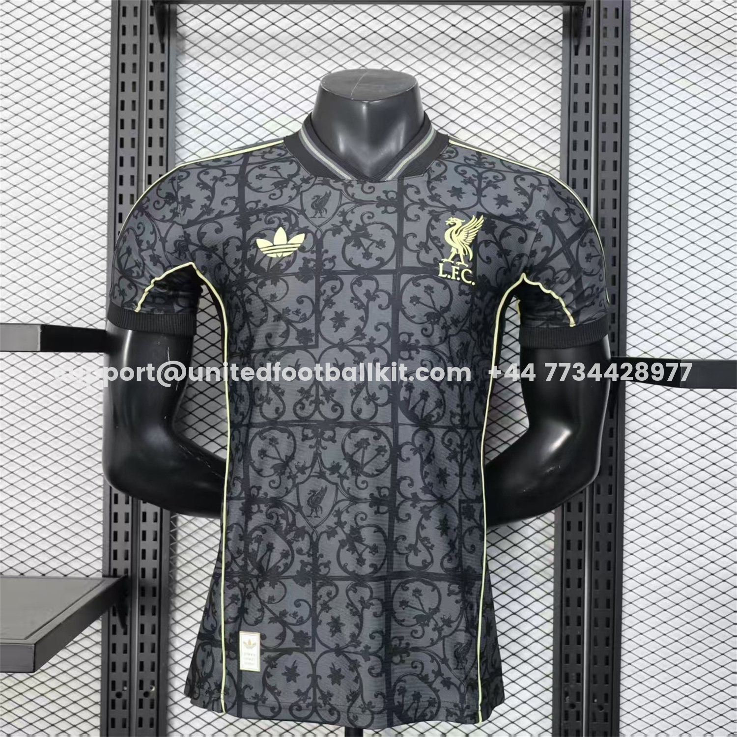 Unitedfootballkit.com | Liver.pool 25-26 Black Floral Pattern Special Jersey - Player Version -Customize Name, Number and Patch | Worldwide Shipping