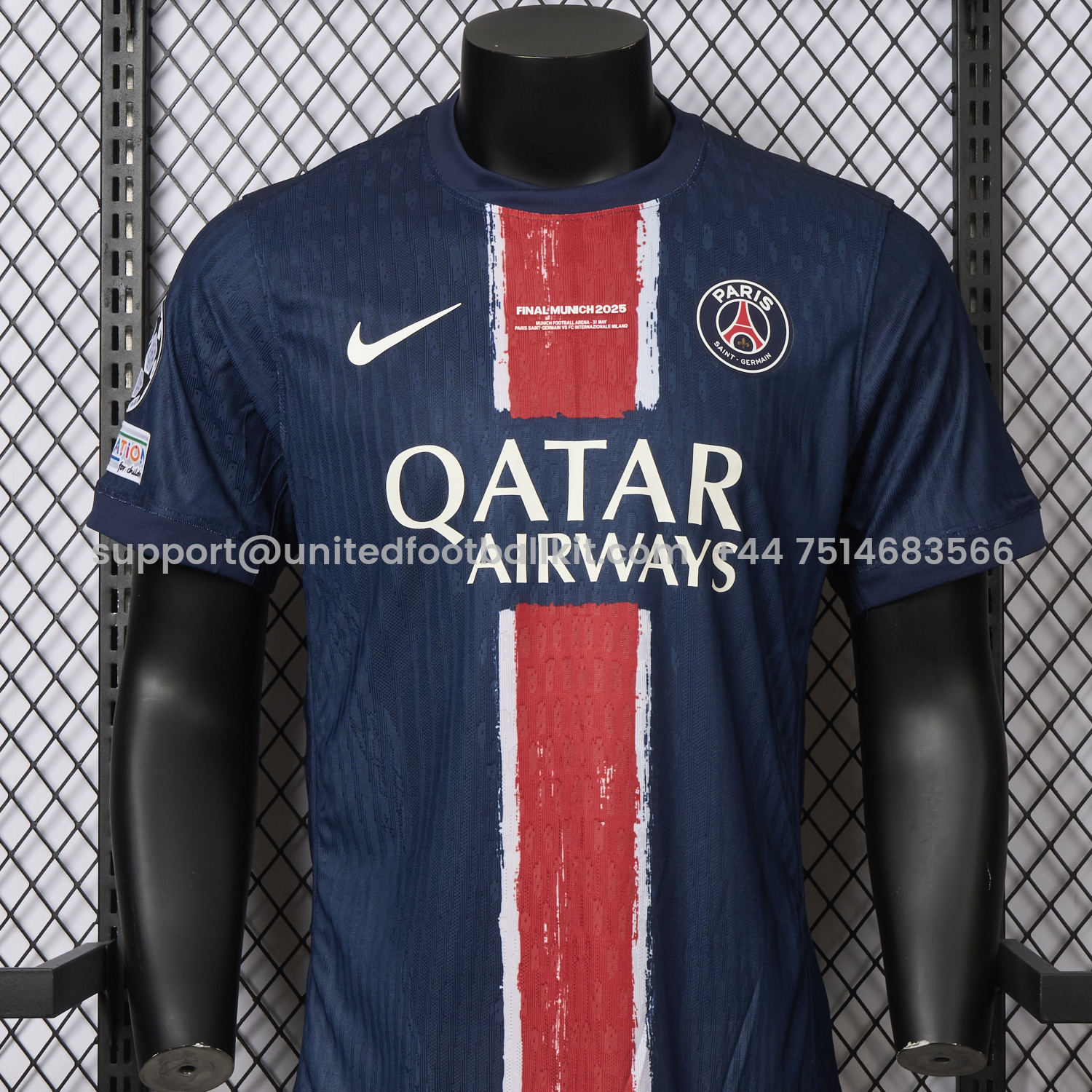 Unitedfootballkit.com | Paris Saint-Germain PSG 24-25 Home Champions League Final Jersey - Player Version -Customize Name, Number and Patch | Worldwide Shipping