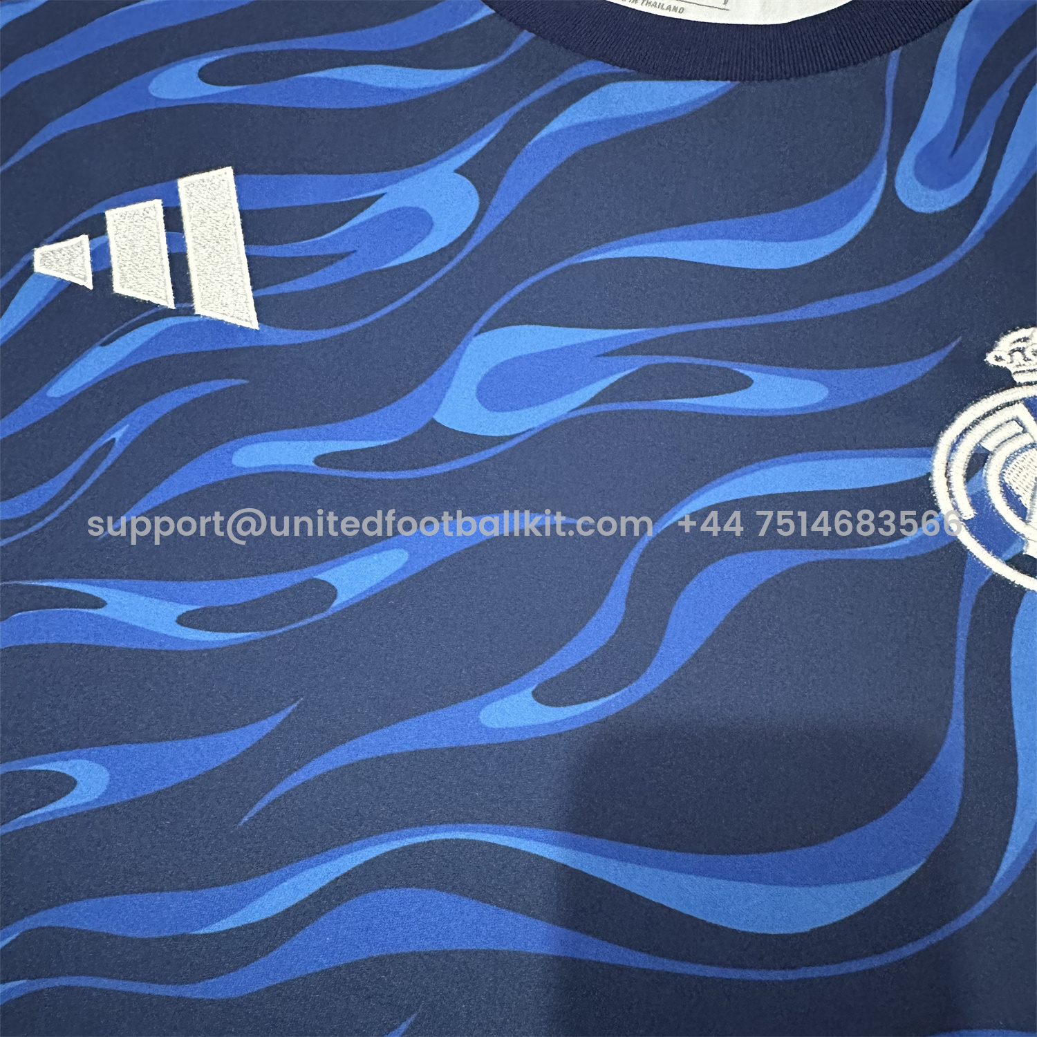 Unitedfootballkit.com | Real Madrid 24-25 Blue Black Ripple Special Edition Jersey - Fans Version -Customize Name, Number and Patch | Worldwide Shipping