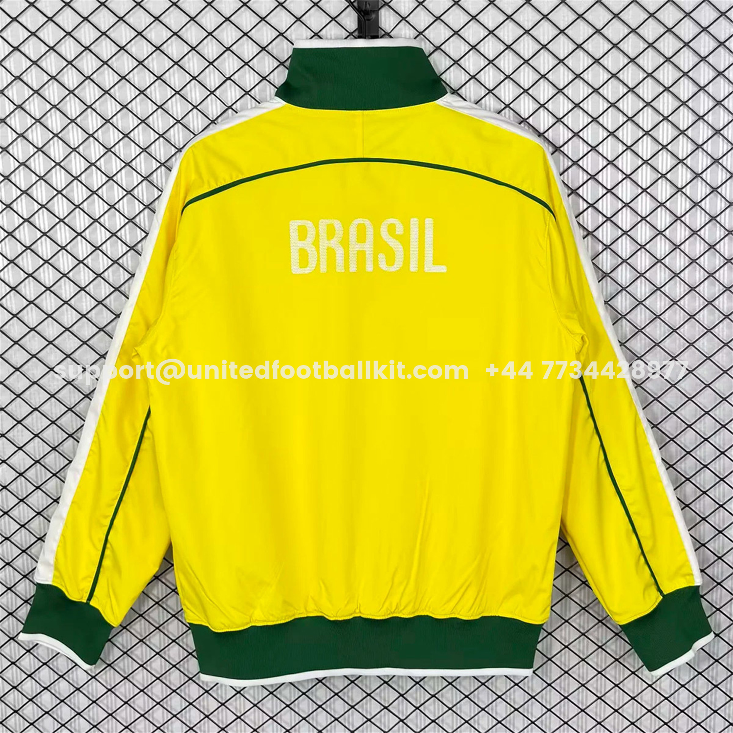 Unitedfootballkit.com | Retro Brazil 2010 Home Yellow Windbreaker -Customize Name, Number and Patch | Worldwide Shipping