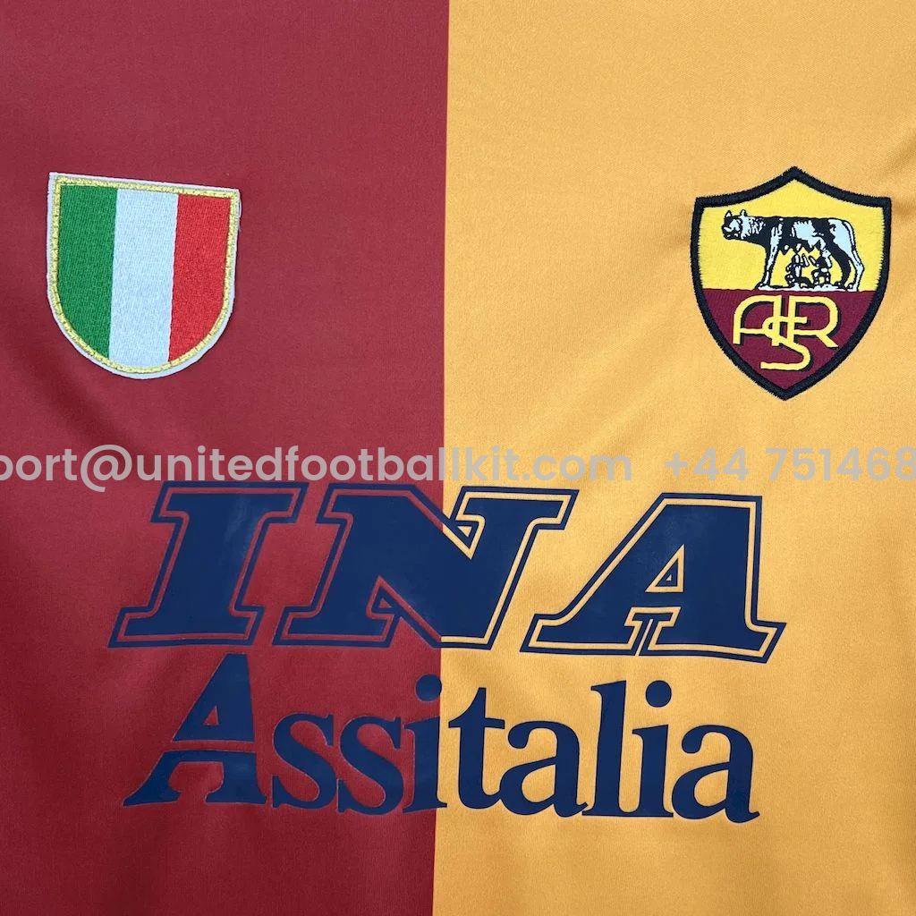 Unitedfootballkit.com | Retro Roma 2001-02 Home Long Sleeves Jersey -Customize Name, Number and Patch | Worldwide Shipping