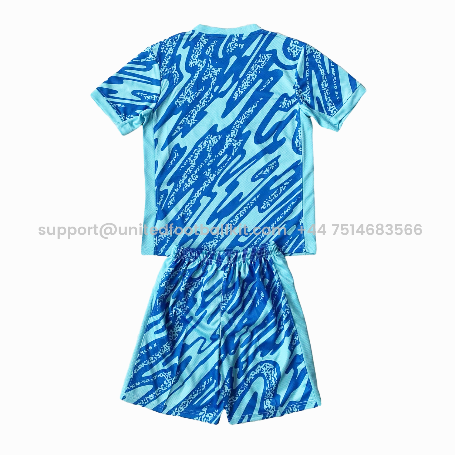 Unitedfootballkit.com | Portugal 2024 Goalkeeper Kids Kit - Lake Blue -Customize Name, Number and Patch | Worldwide Shipping