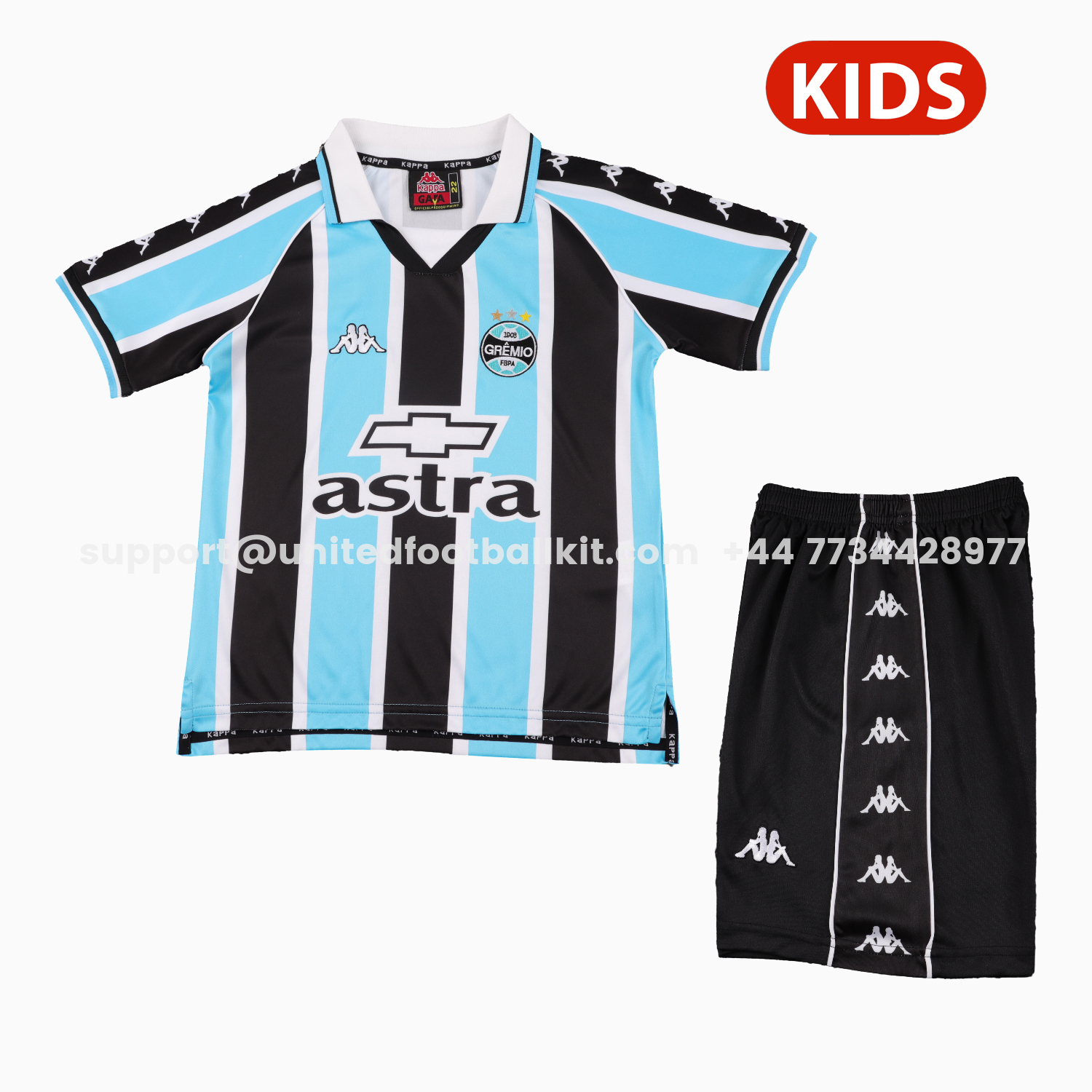 Unitedfootballkit.com | Retro Gremio 2000 Home Kids Kit -Customize Name, Number and Patch | Worldwide Shipping