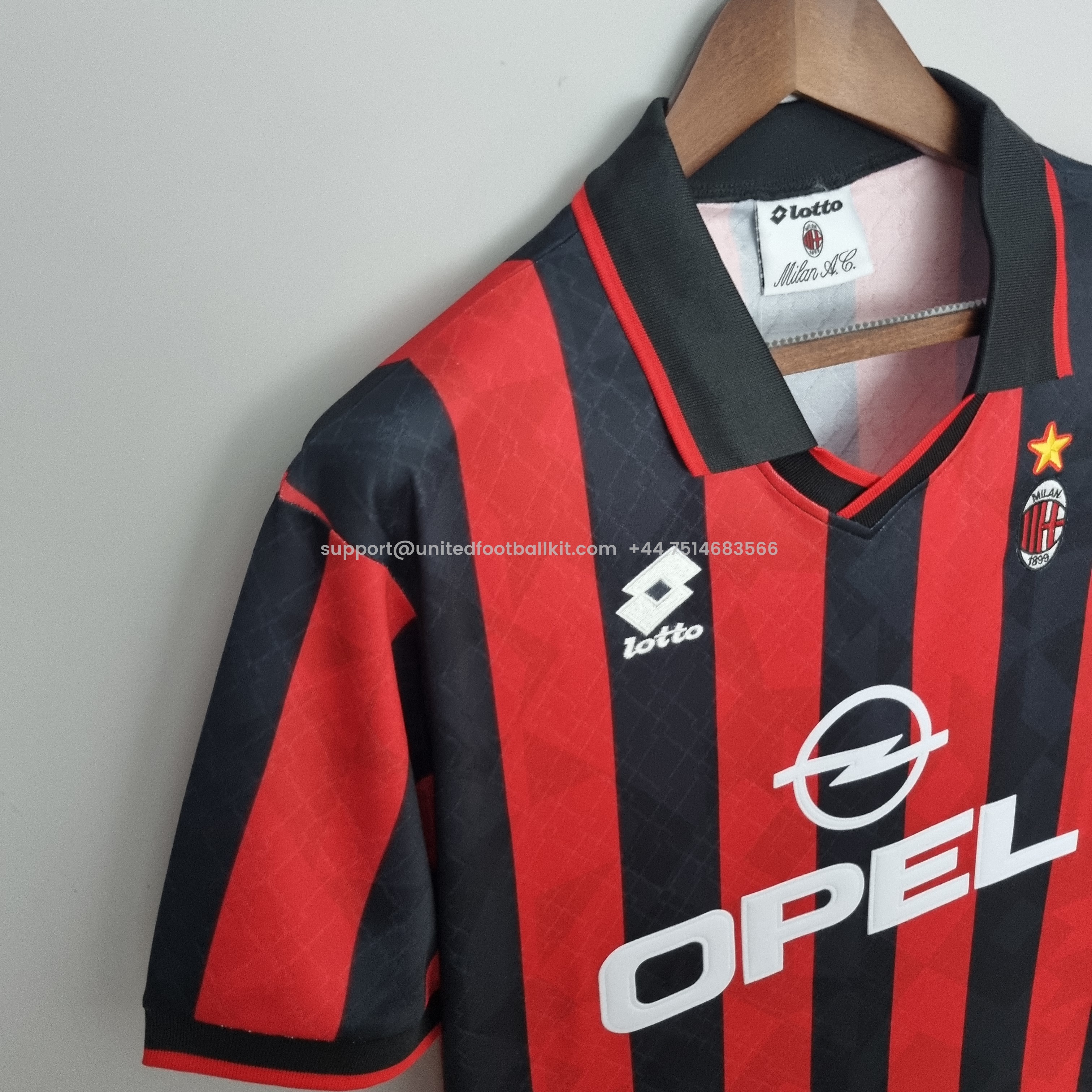 Unitedfootballkit.com | Retro AC Milan 95-96 Home Stadium Jersey -Customize Name, Number and Patch | Worldwide Shipping